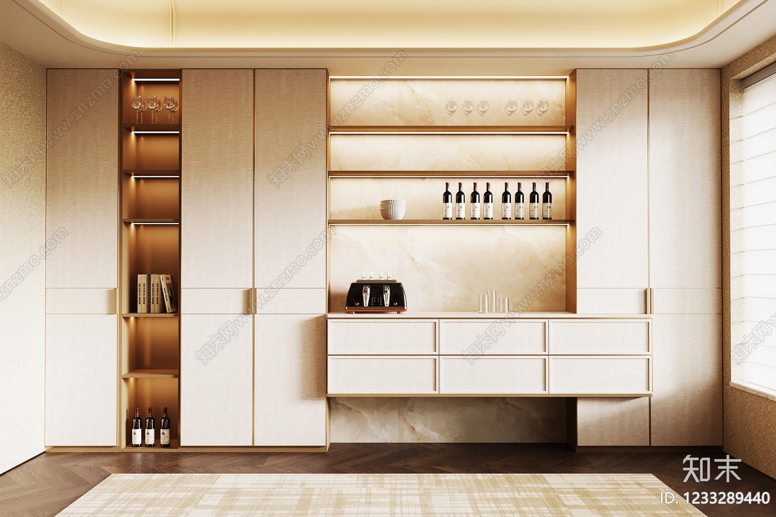 轻奢酒柜SU模型下载【ID:1233289440】