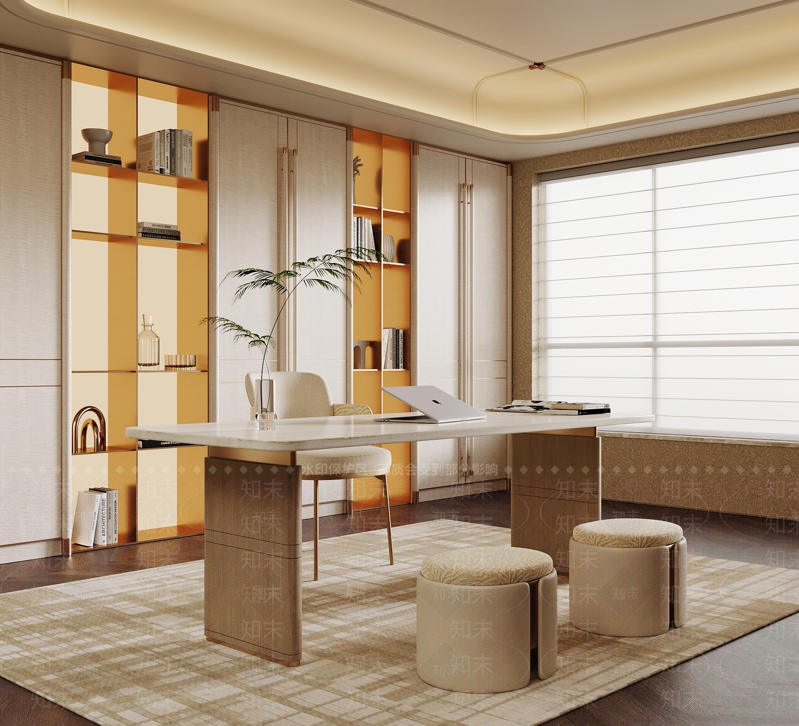 轻奢书房3D模型下载【ID:1233289627】