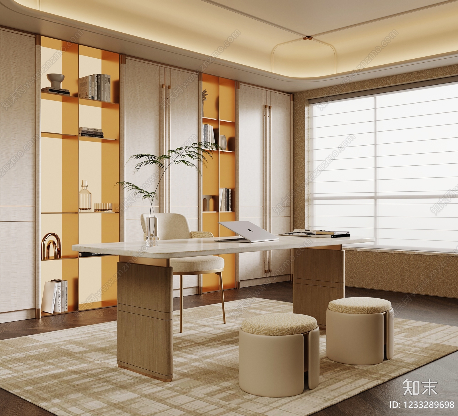 轻奢书房SU模型下载【ID:1233289698】