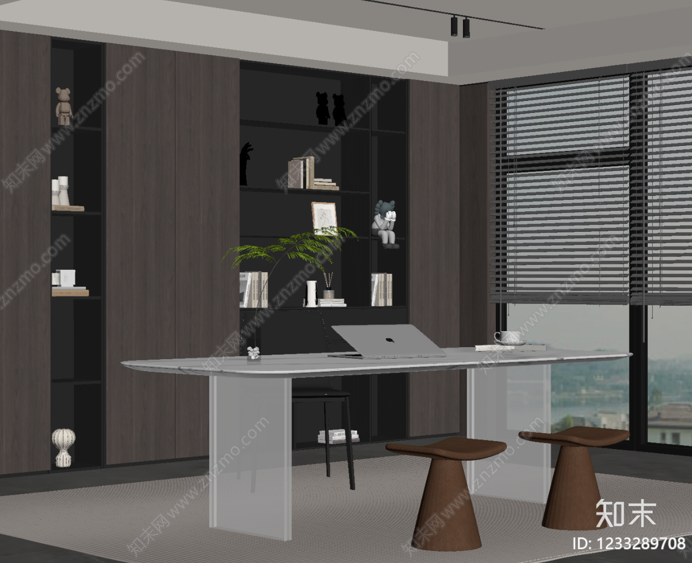 意式极简书房SU模型下载【ID:1233289708】