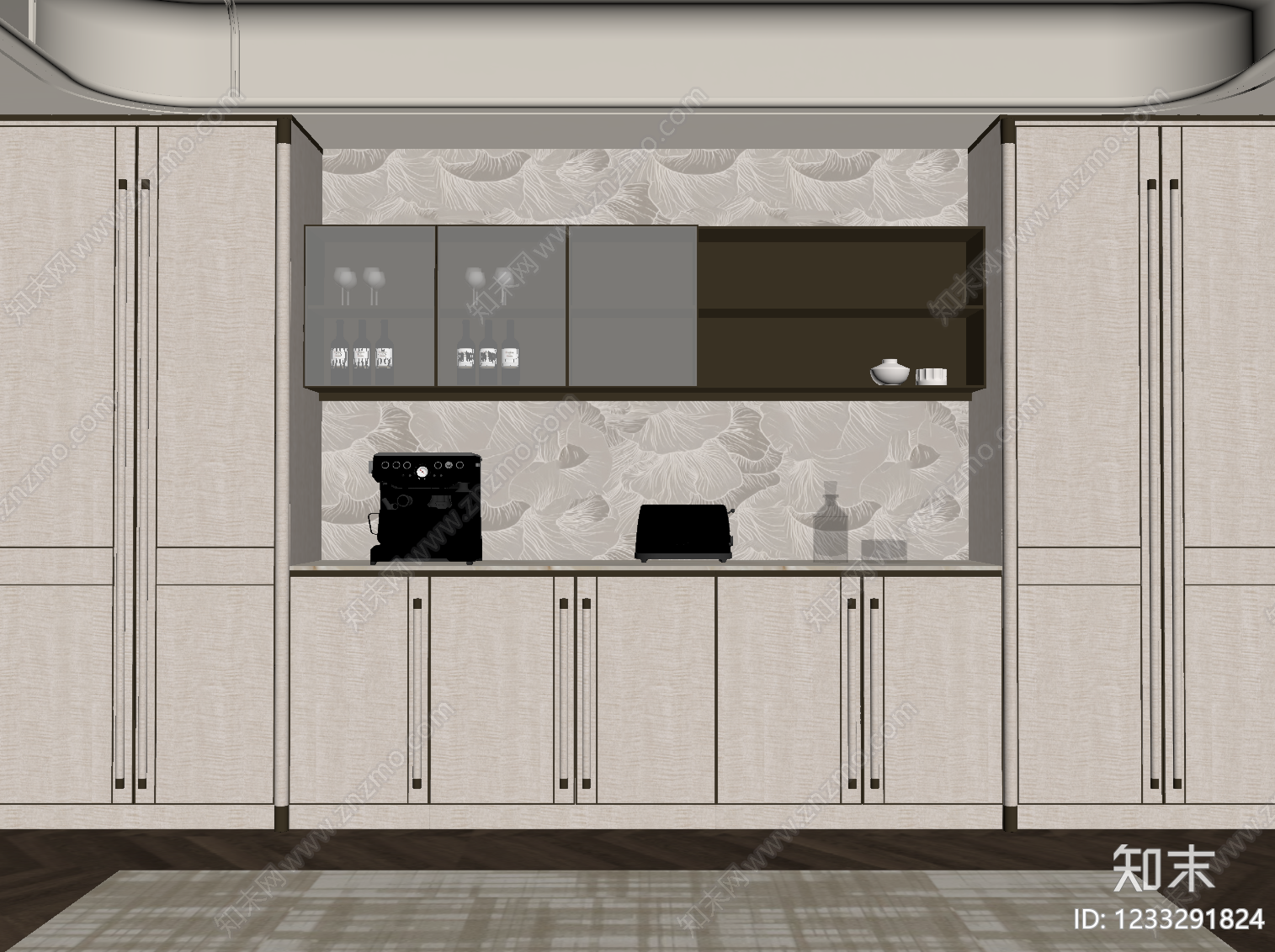 轻奢酒柜SU模型下载【ID:1233291824】