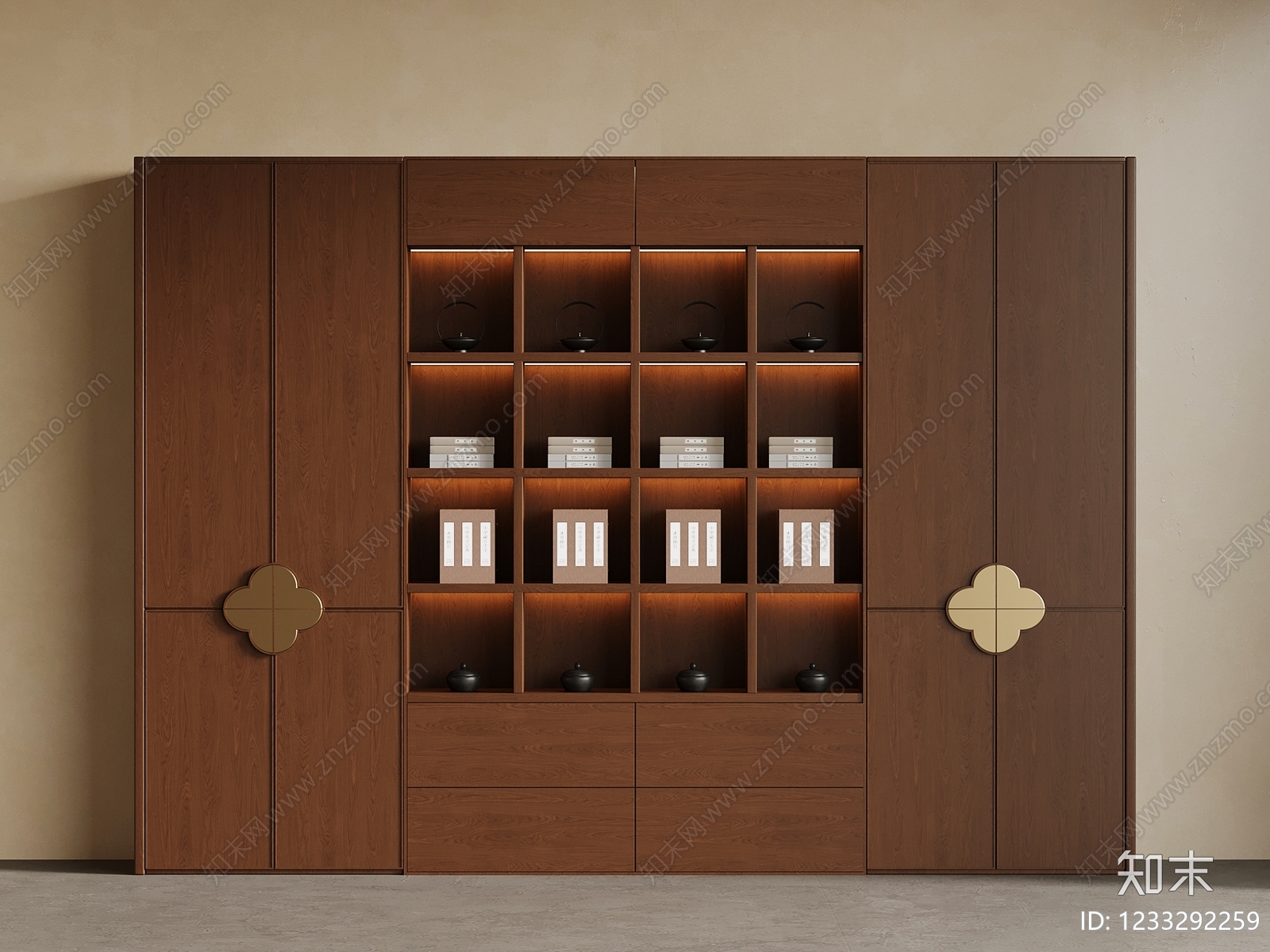 中古风茶柜SU模型下载【ID:1233292259】