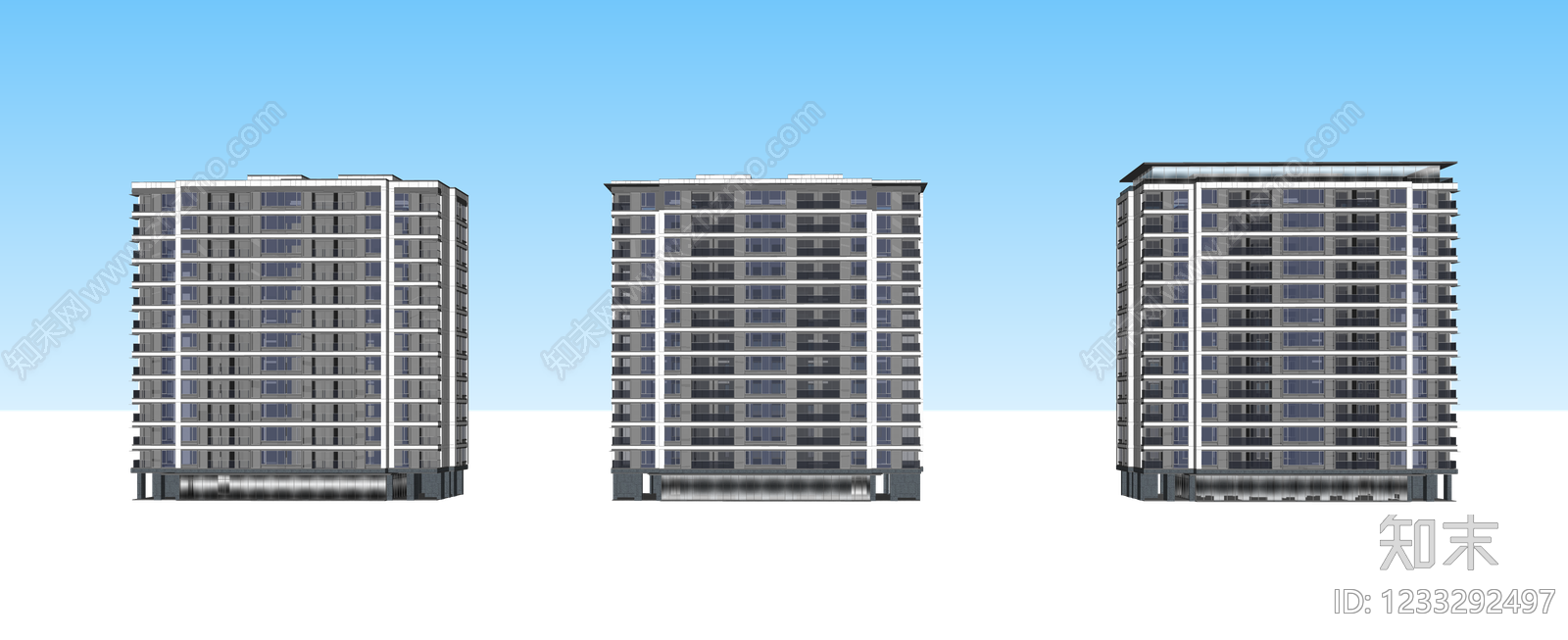 现代主义高层住宅SU模型下载【ID:1233292497】