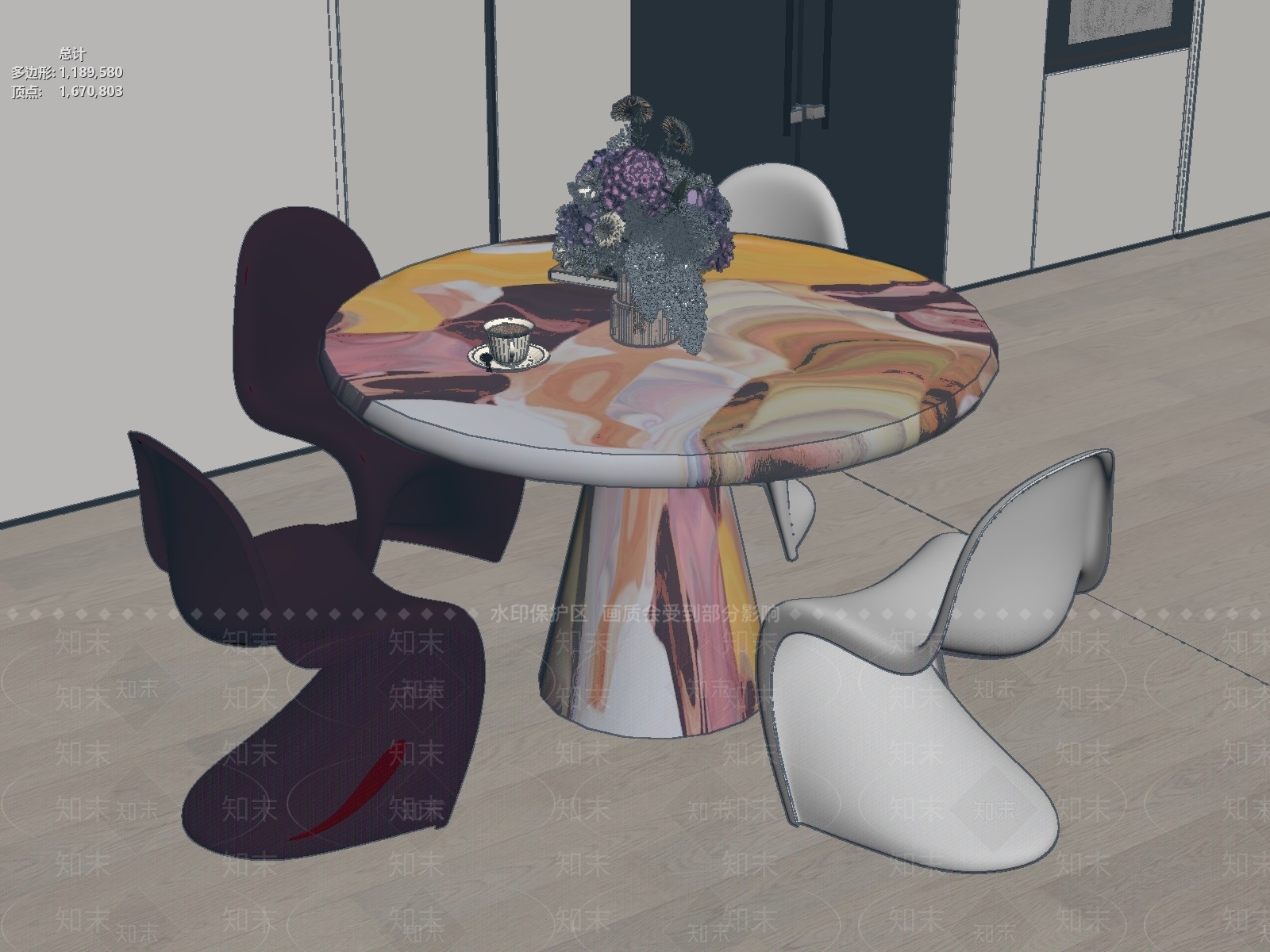 孟菲斯餐桌椅3D模型下载【ID:1233292654】