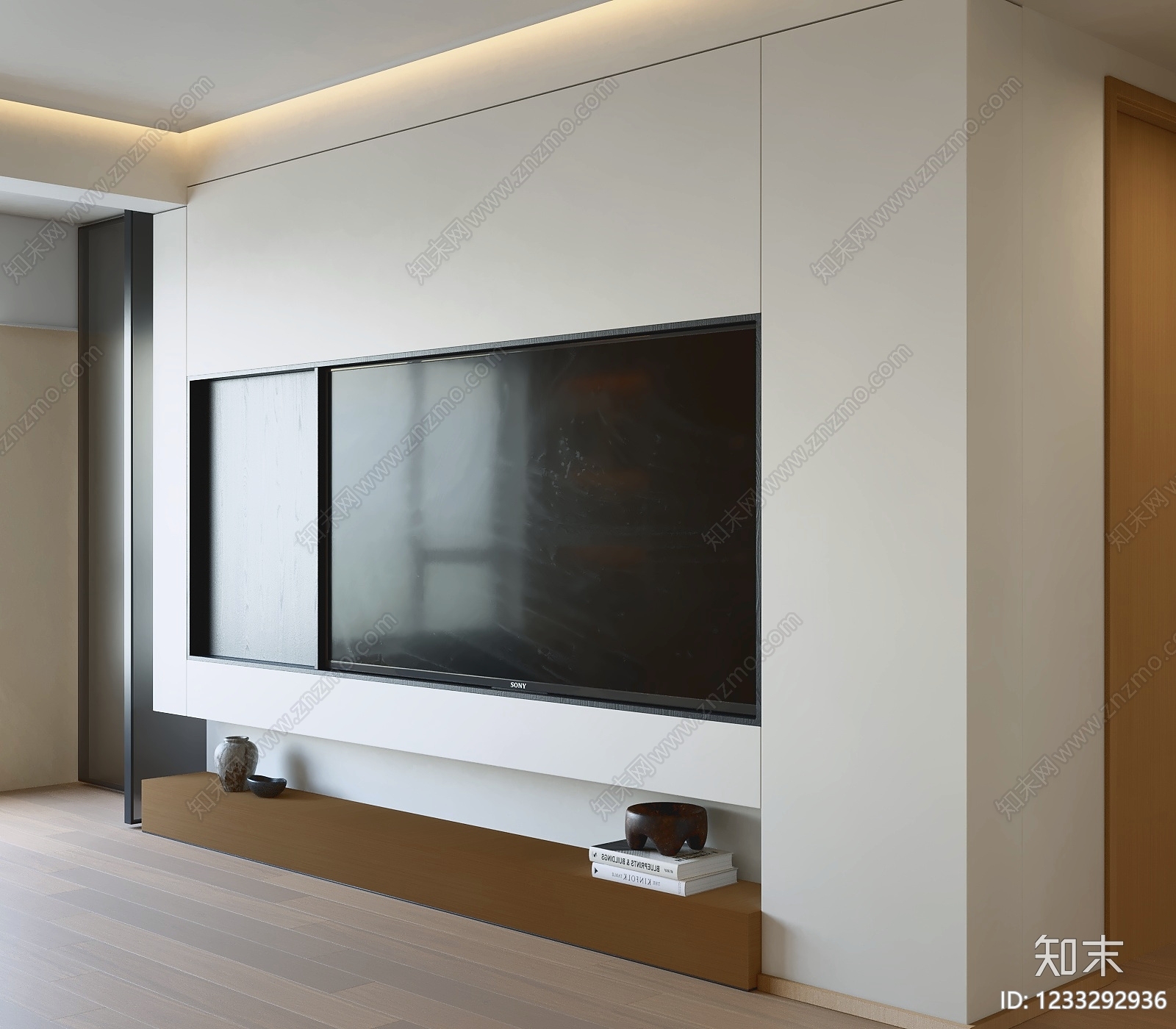 现代简约电视背景墙3D模型下载【ID:1233292936】