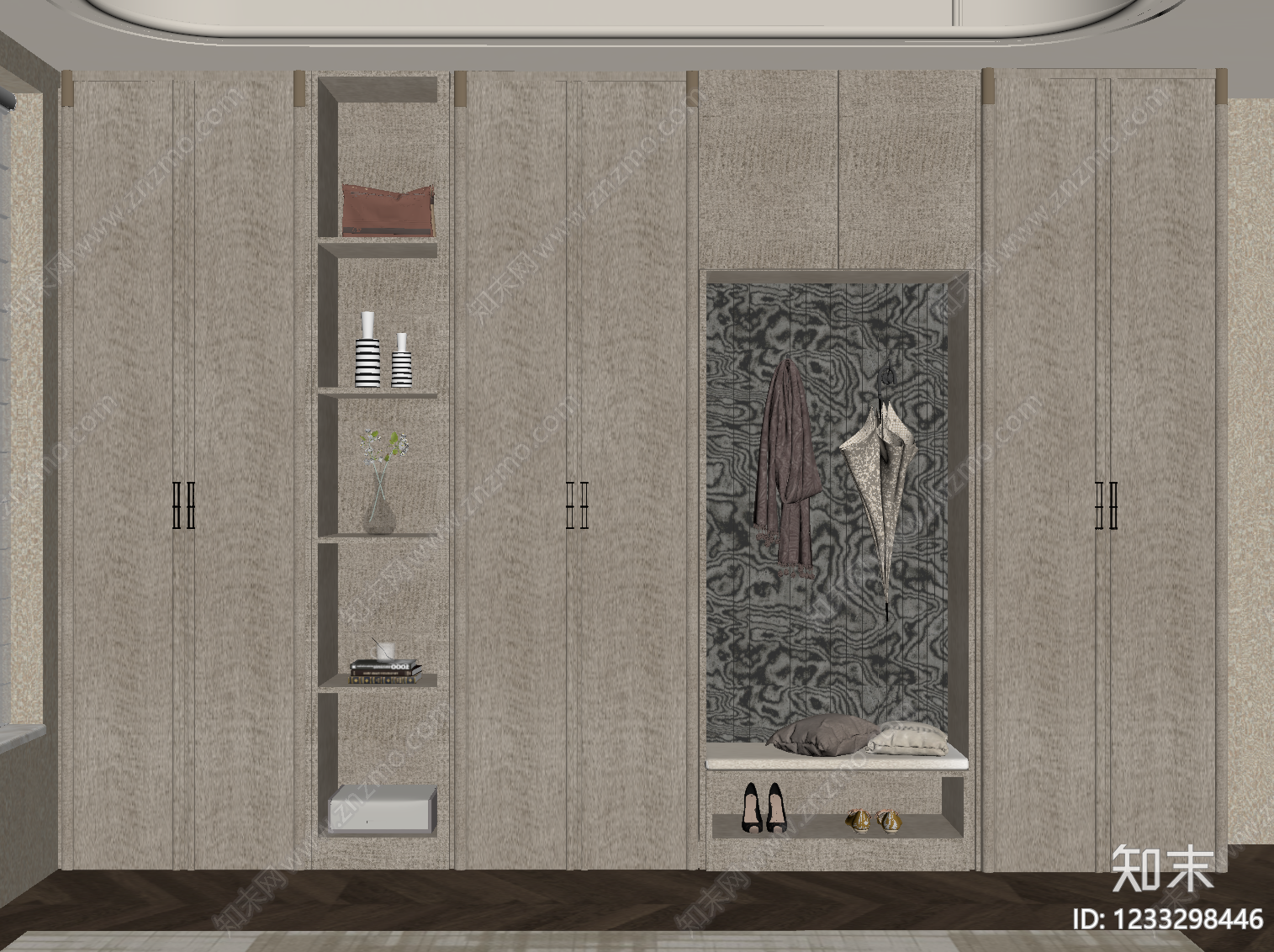 轻奢鞋柜SU模型下载【ID:1233298446】