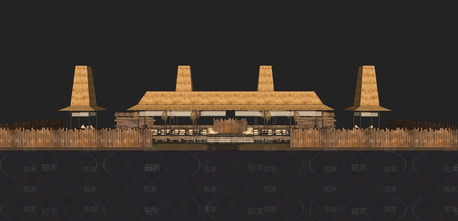 侘寂东南亚餐厅SU模型下载【ID:1233300643】