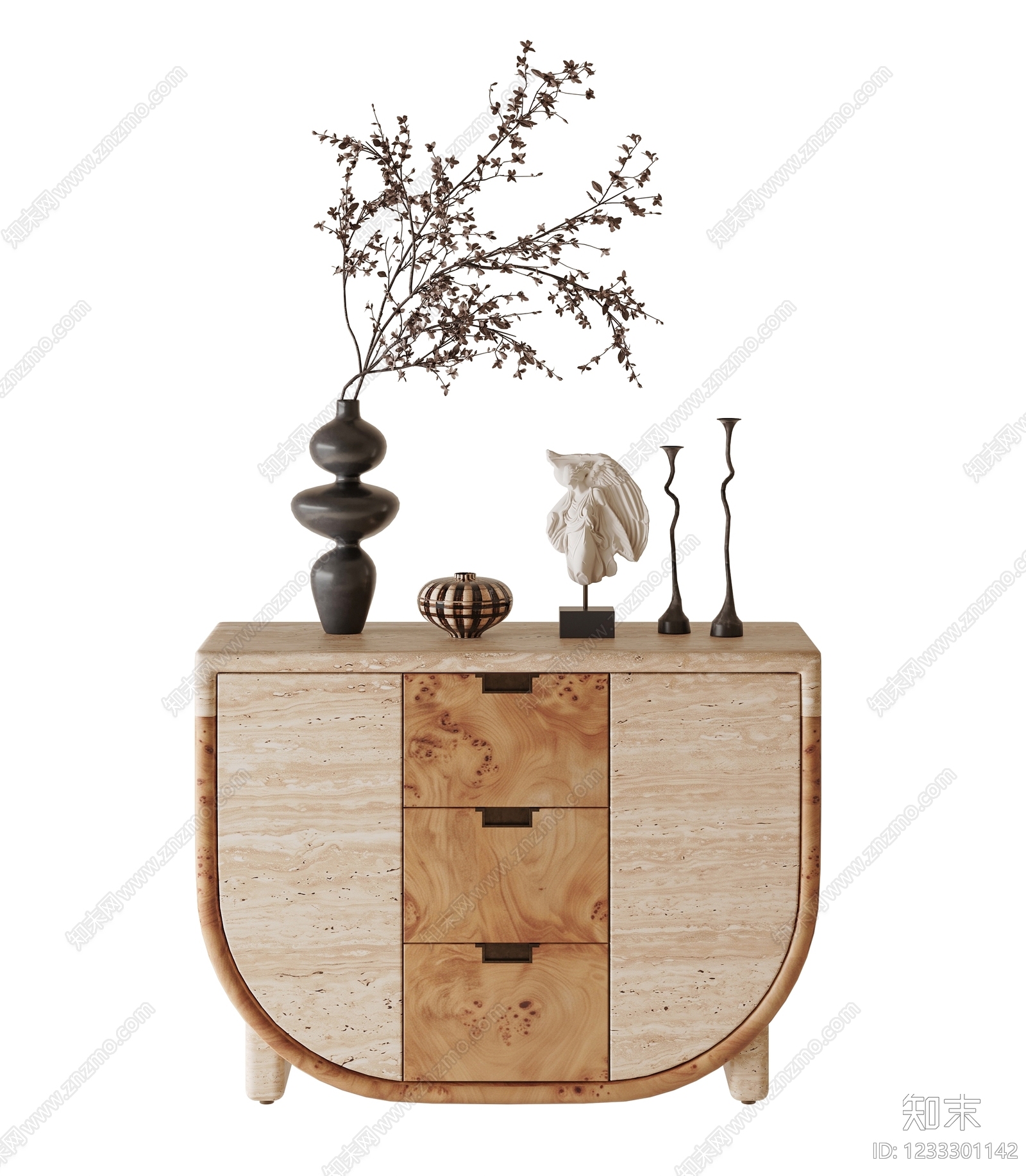 侘寂玄关柜SU模型下载【ID:1233301142】