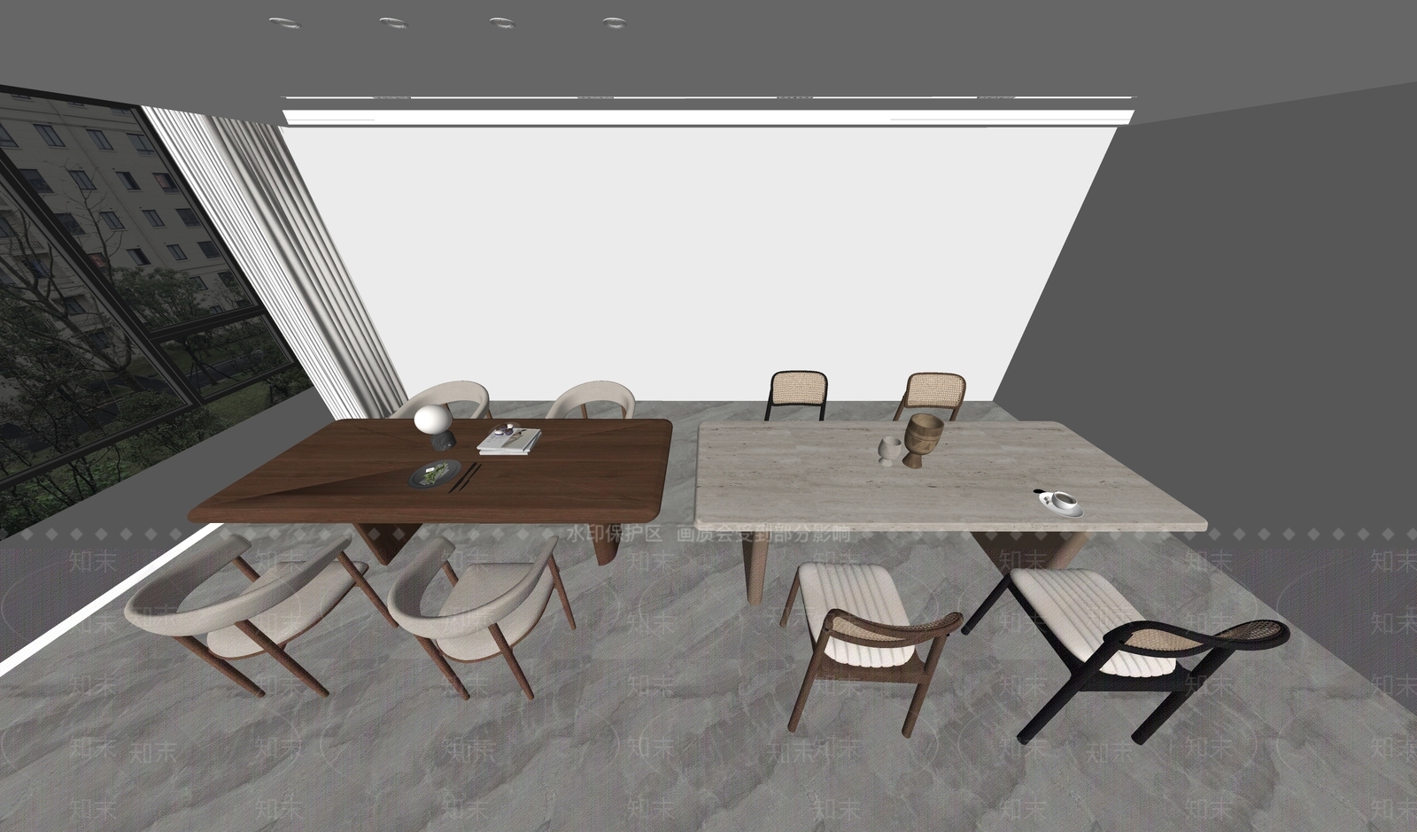 现代简约餐桌椅SU模型下载【ID:1233302727】