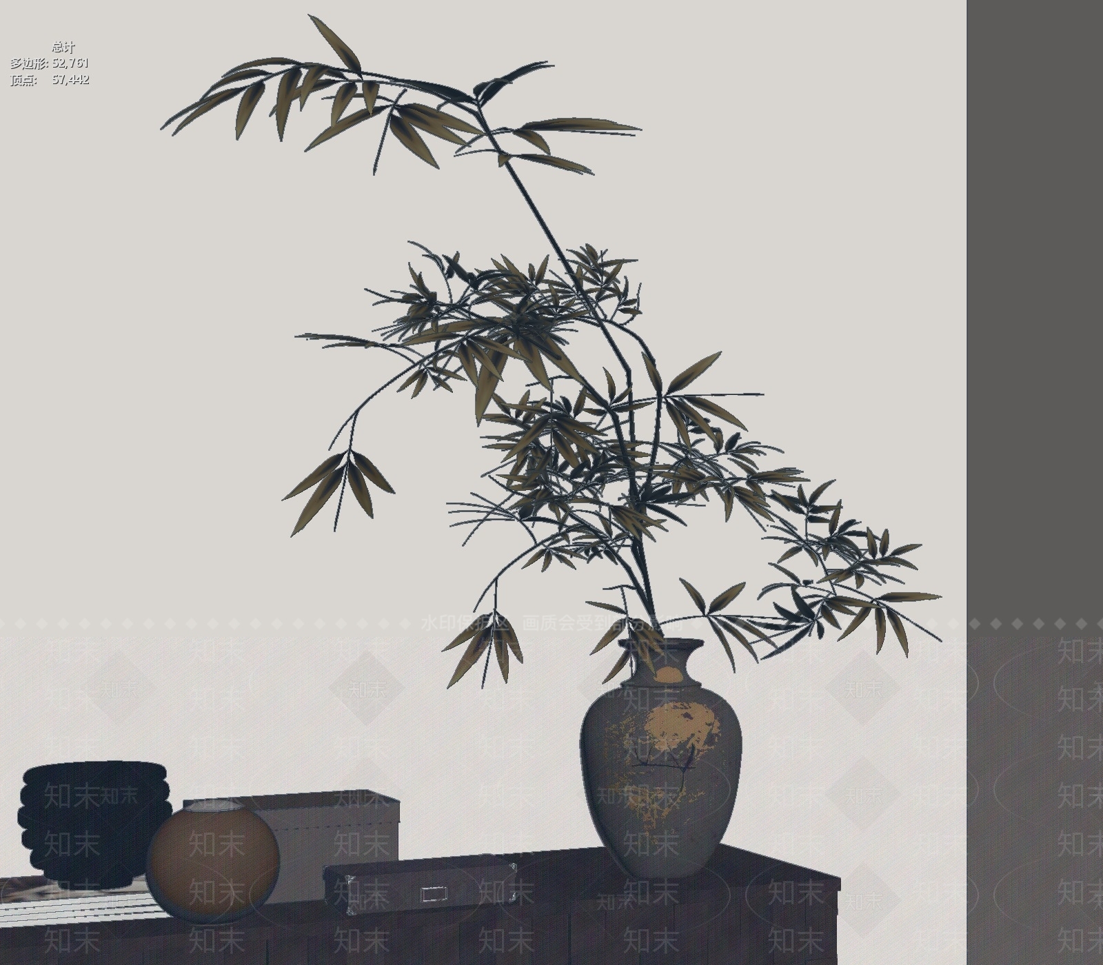 新中式花艺3D模型下载【ID:1233304274】