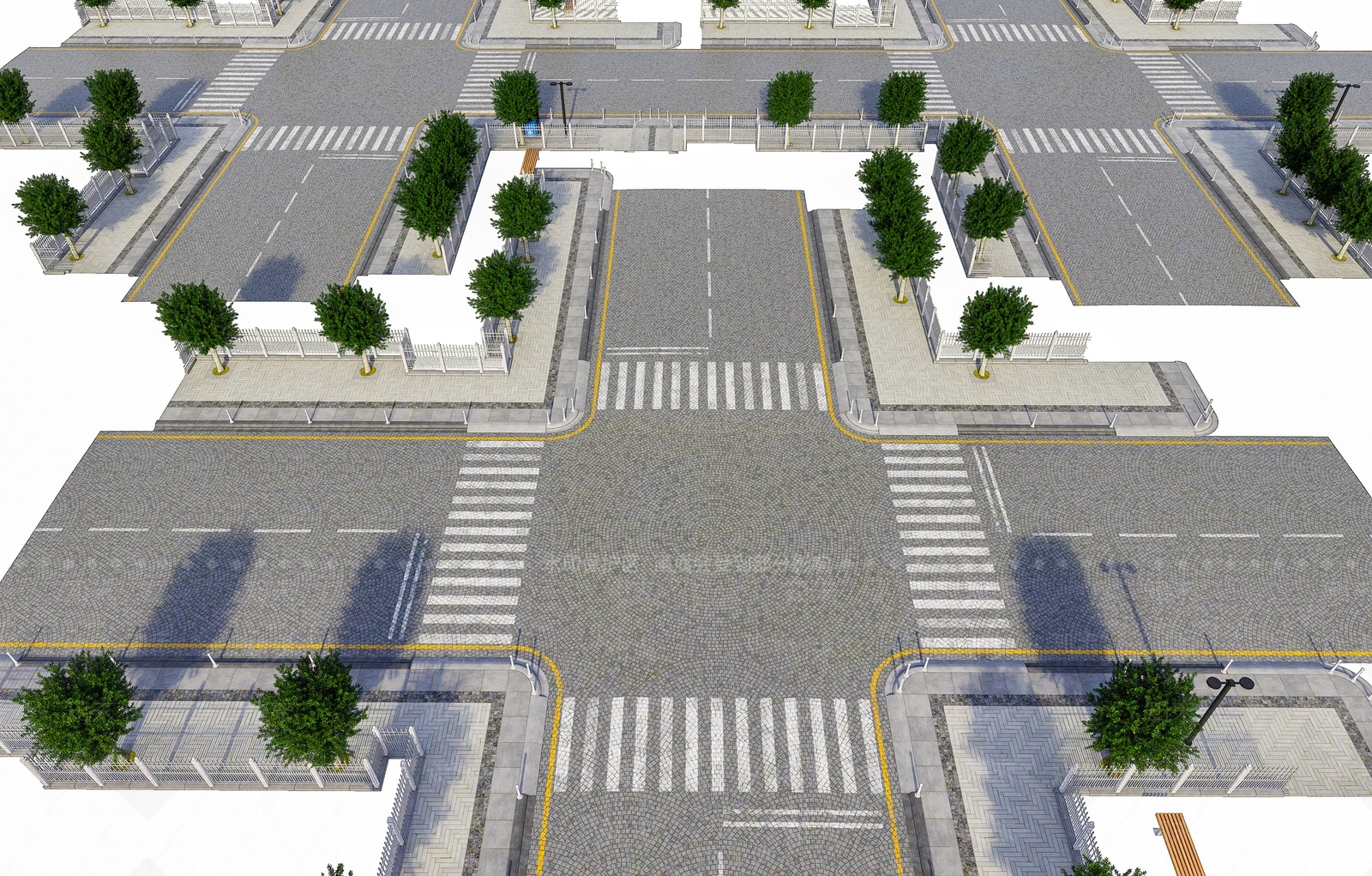 现代主义车行道路SU模型下载【ID:1233308581】