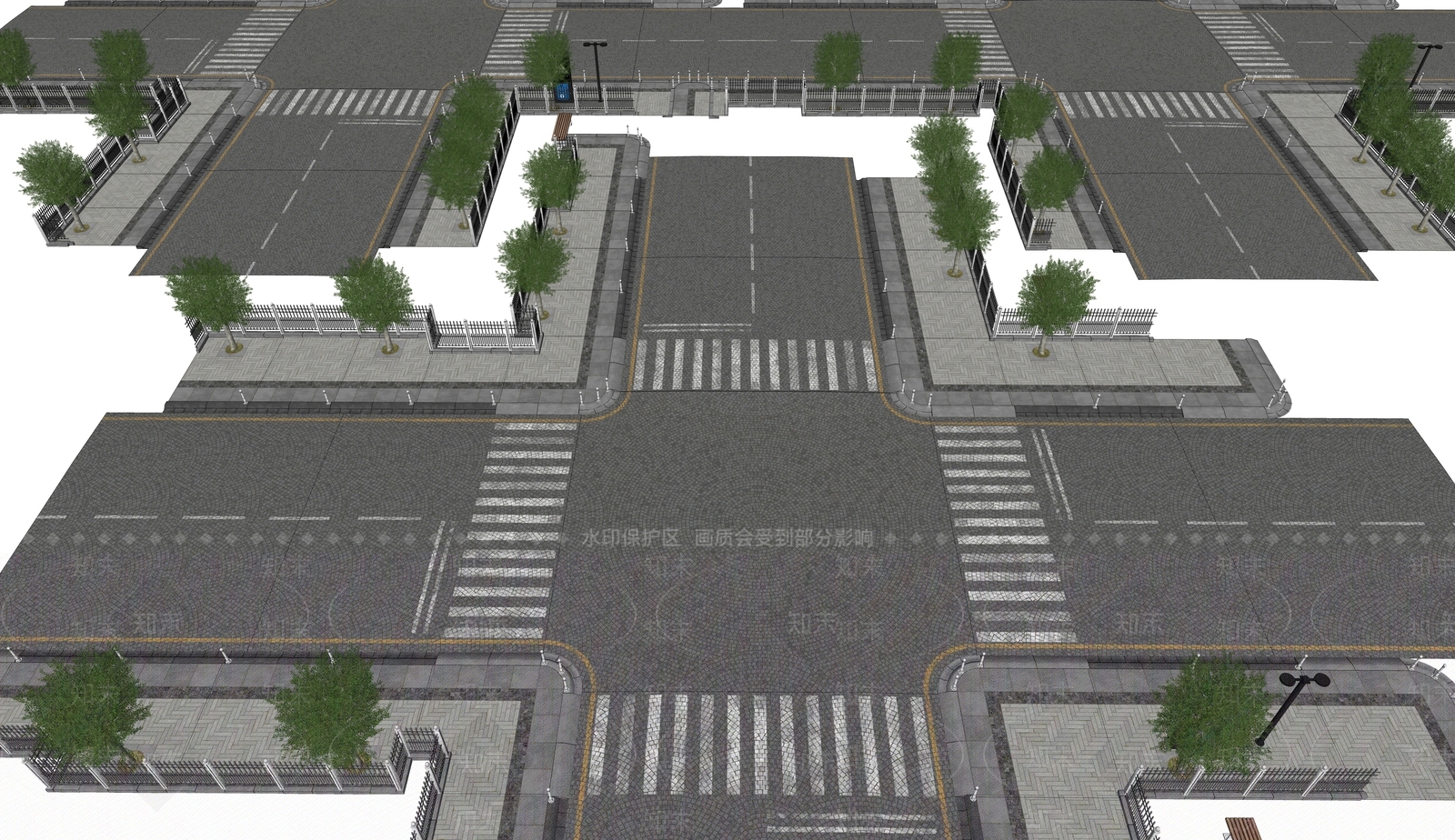 现代主义车行道路SU模型下载【ID:1233308581】