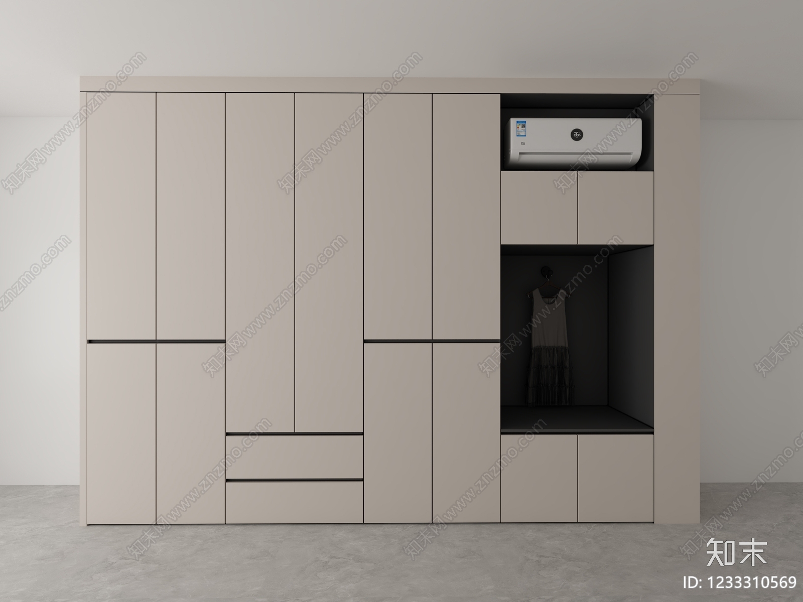 极简衣柜3D模型渲染效果图