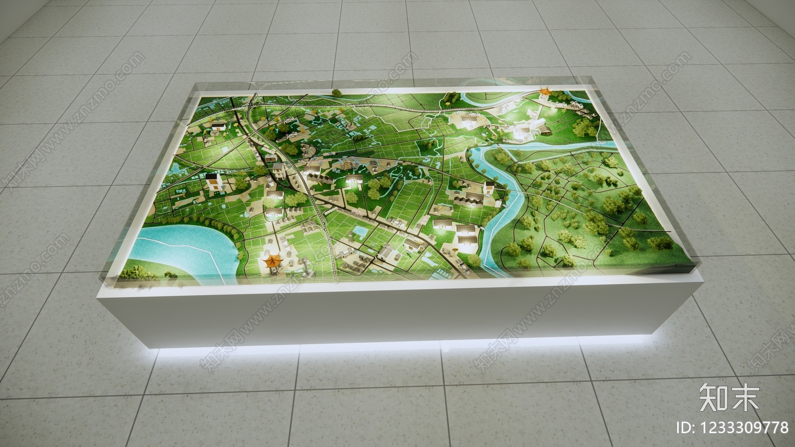 极简乡村振兴展厅SU模型下载【ID:1233309778】