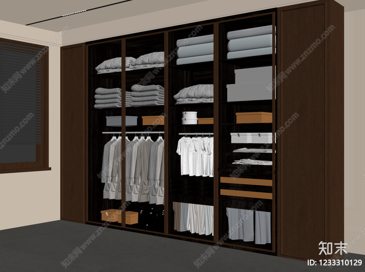 中古风衣柜SU模型下载【ID:1233310129】