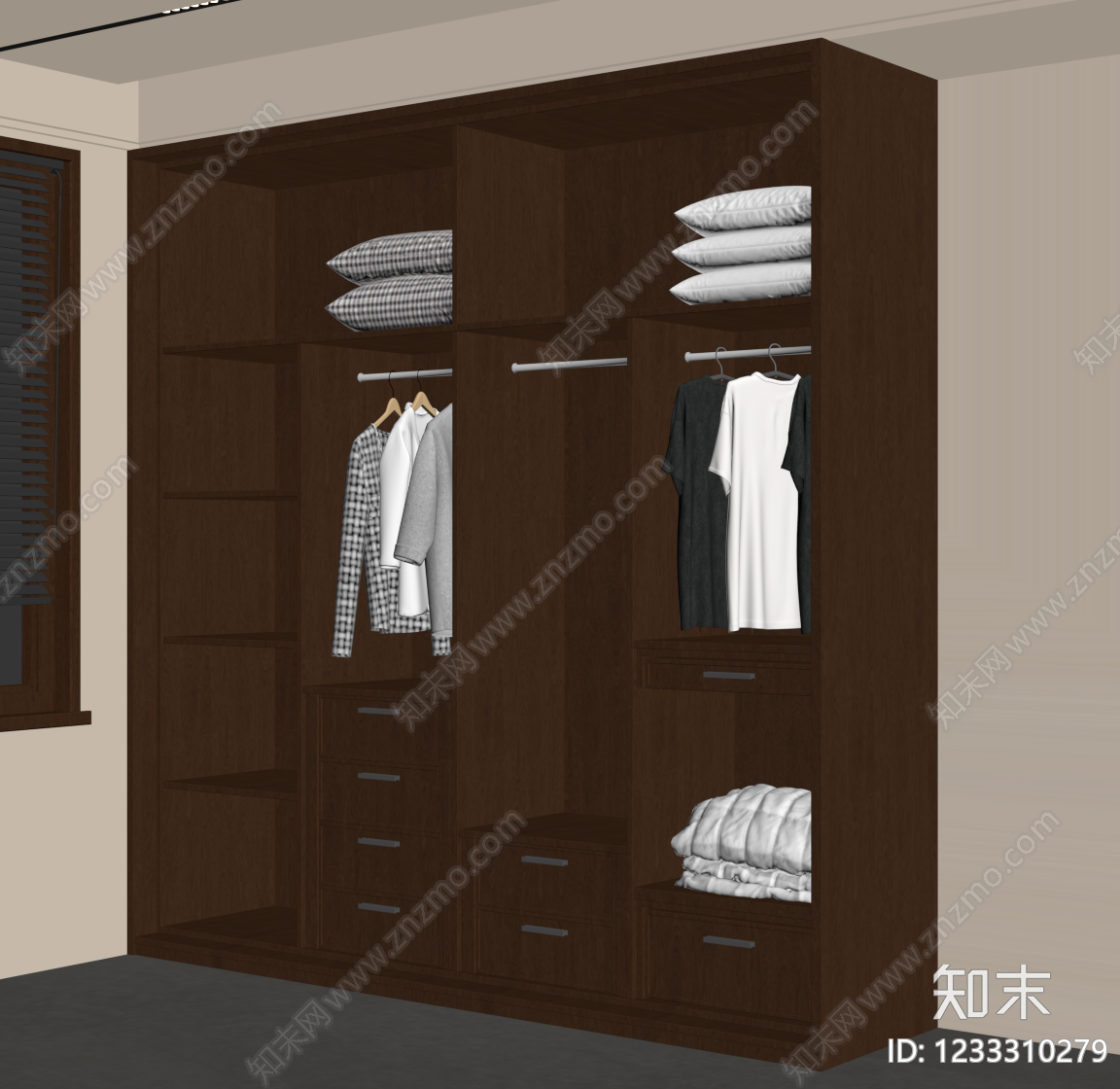 中古风衣柜SU模型下载【ID:1233310279】