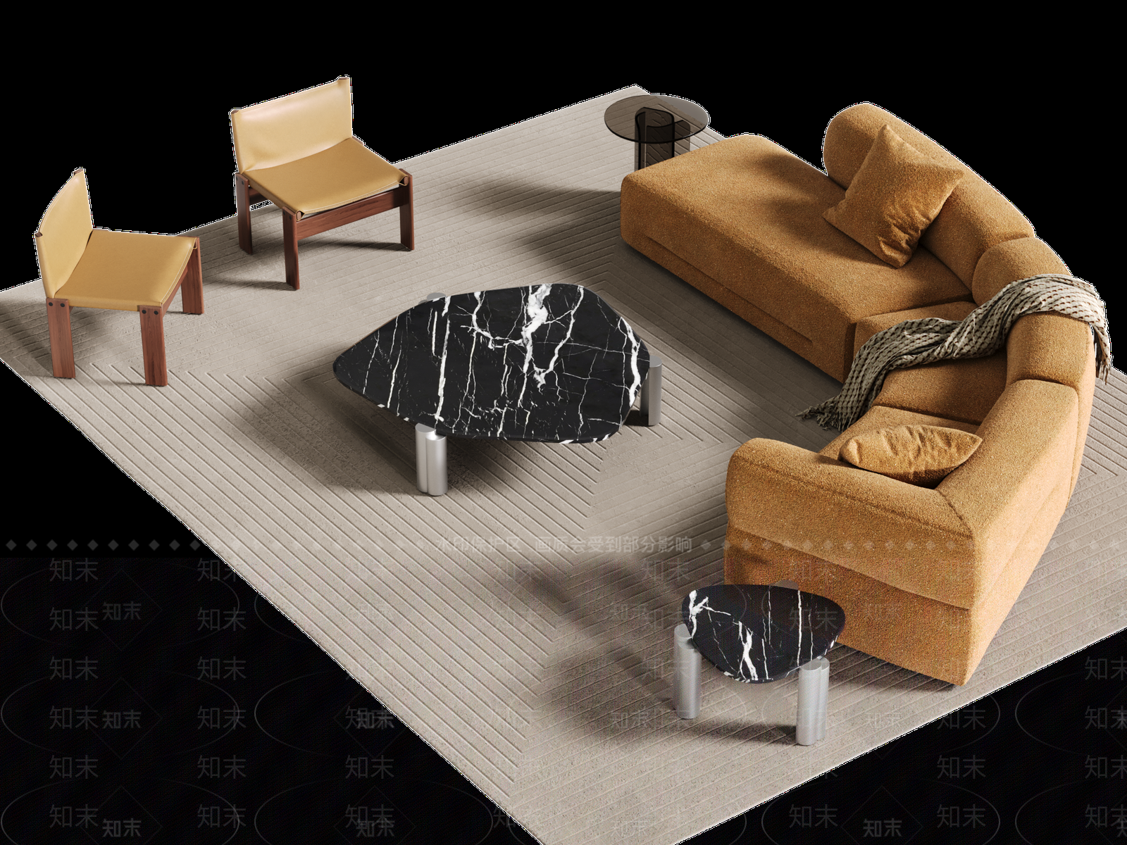 意式极简沙发组合3D模型下载【ID:1233310435】