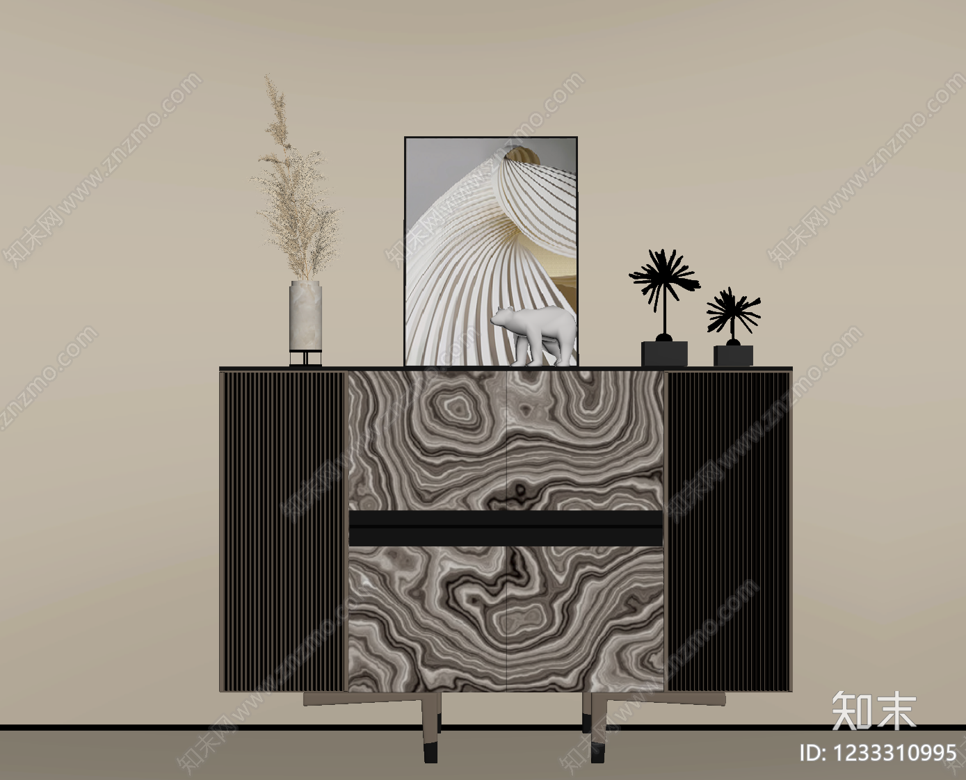 轻奢玄关柜SU模型下载【ID:1233310995】