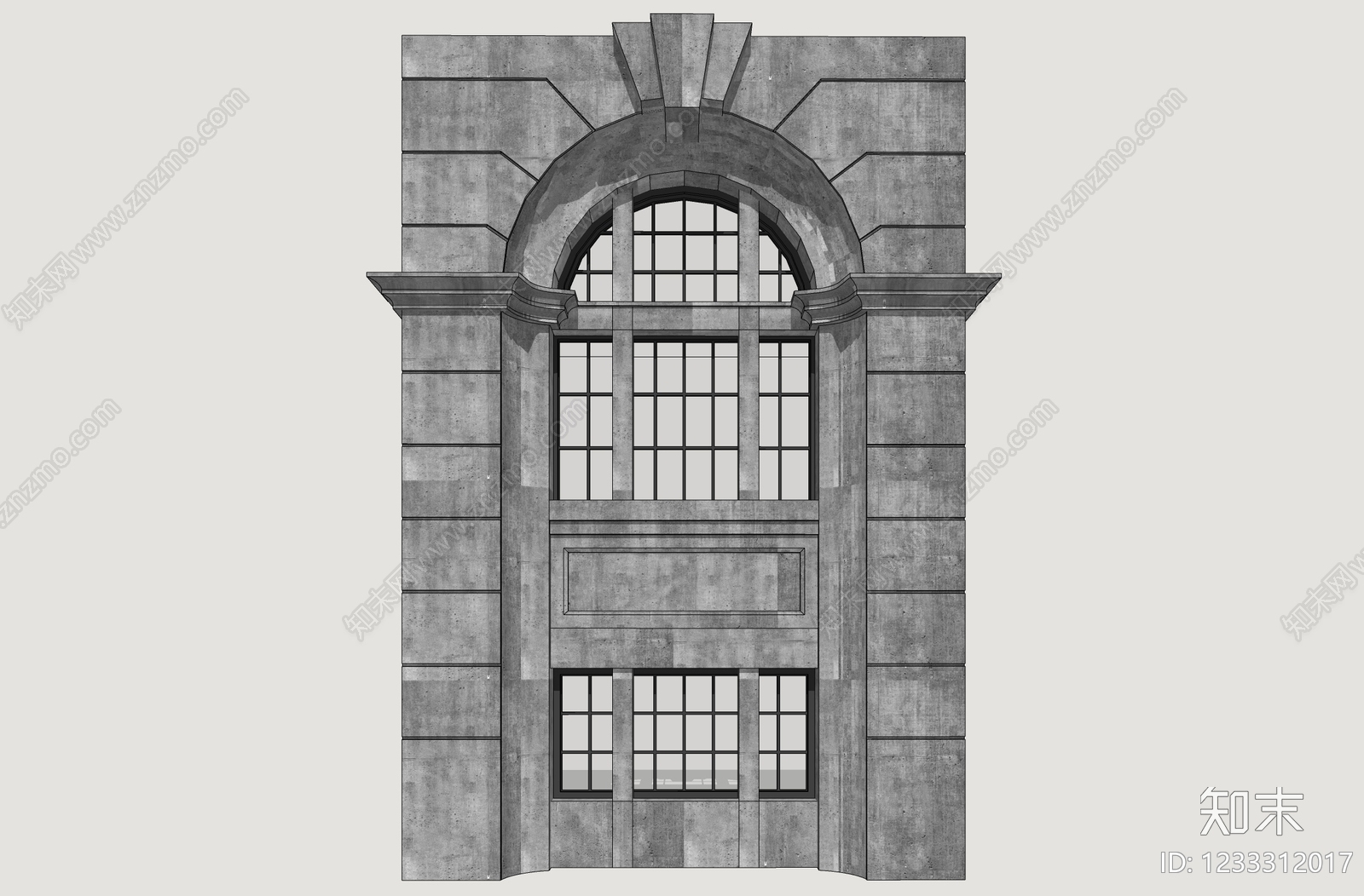 欧式古建窗户组合SU模型下载【ID:1233312017】