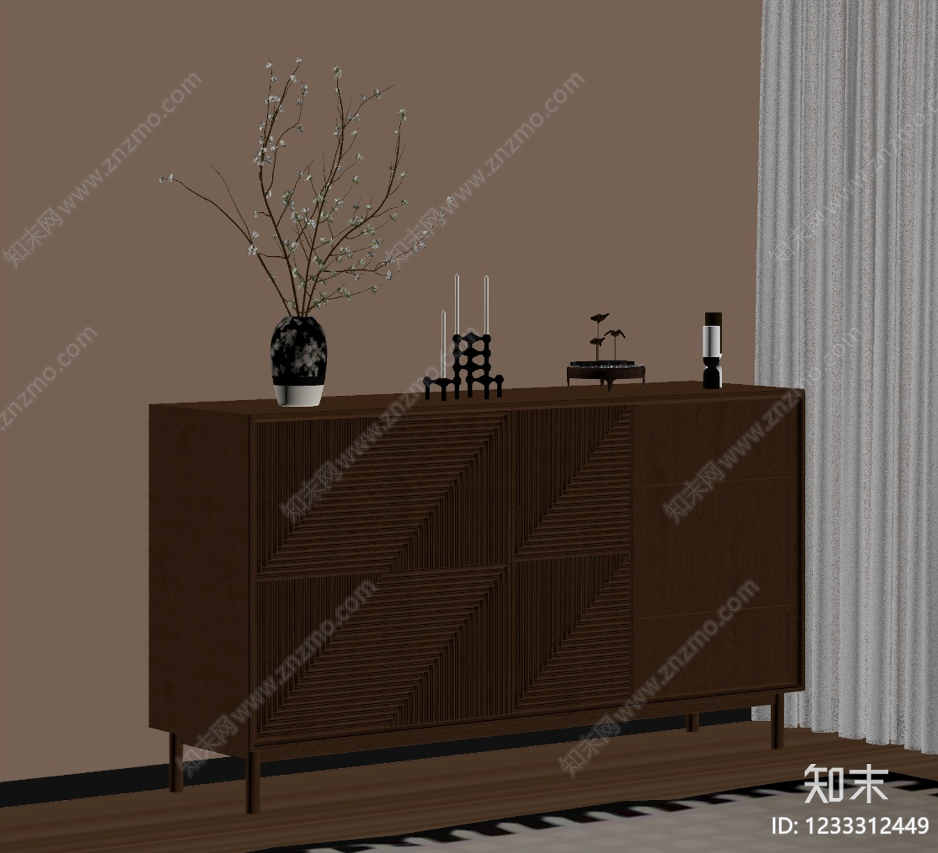 中古风玄关柜SU模型下载【ID:1233312478】