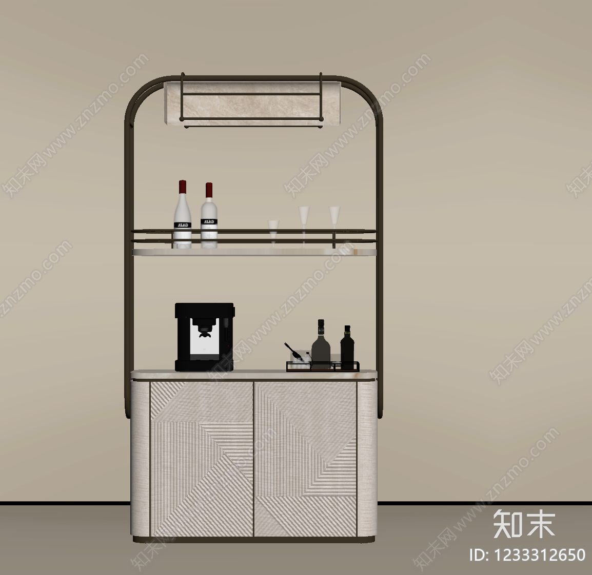 轻奢酒柜SU模型下载【ID:1233312650】