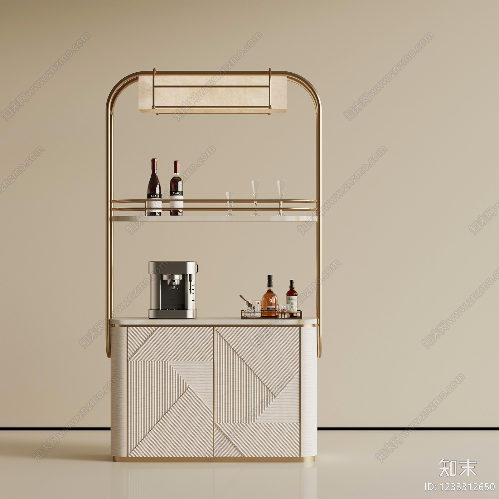 轻奢酒柜SU模型下载【ID:1233312650】