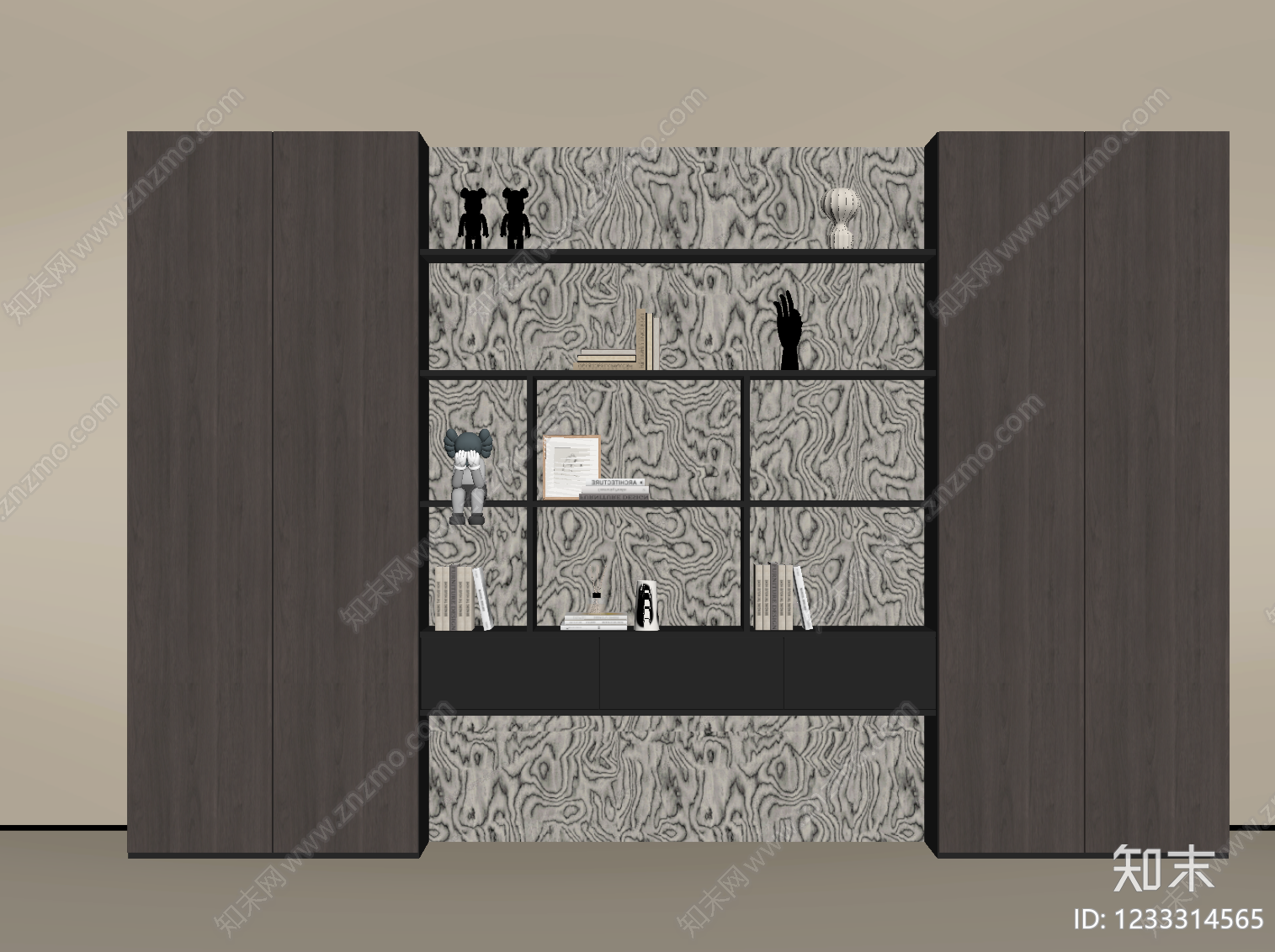 意式极简书柜SU模型下载【ID:1233314565】