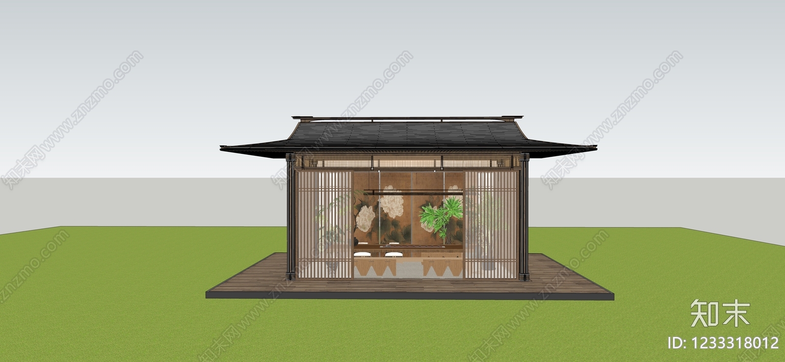 新中式亭子SU模型下载【ID:1233318012】