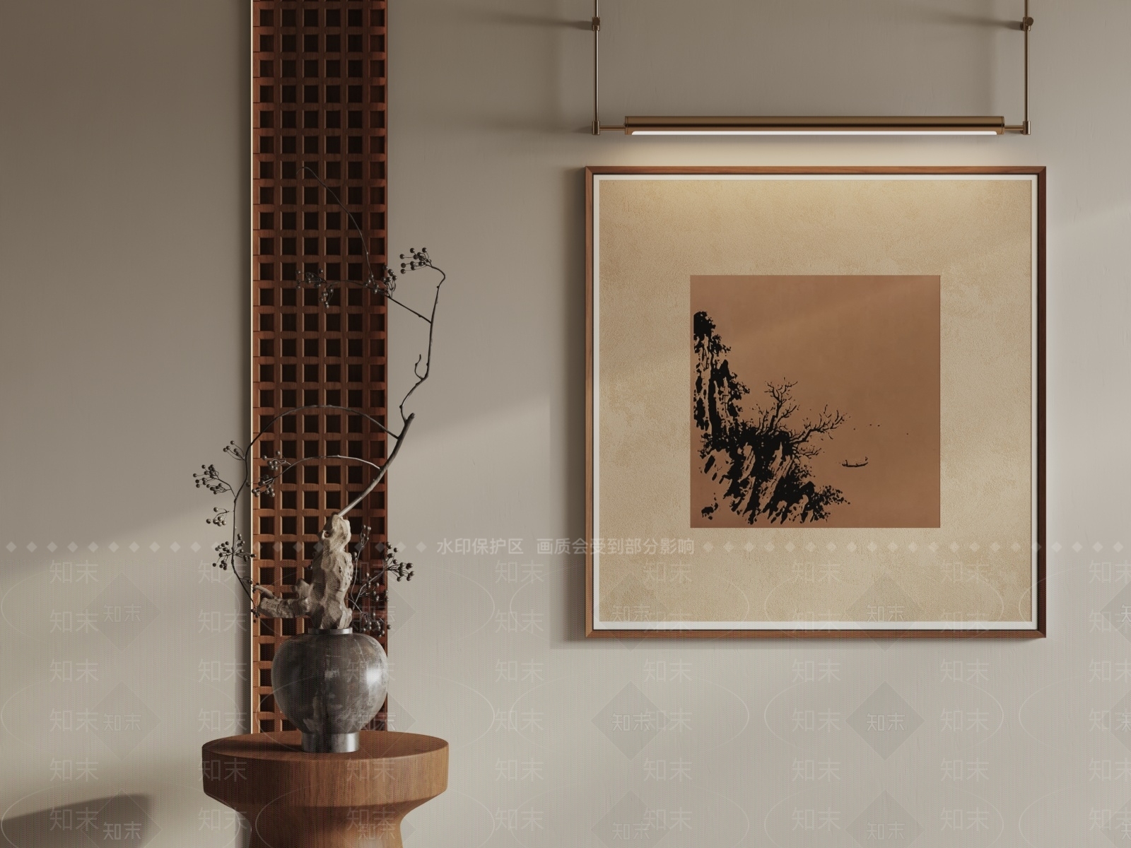 新中式山水画3D模型下载【ID:1233322309】