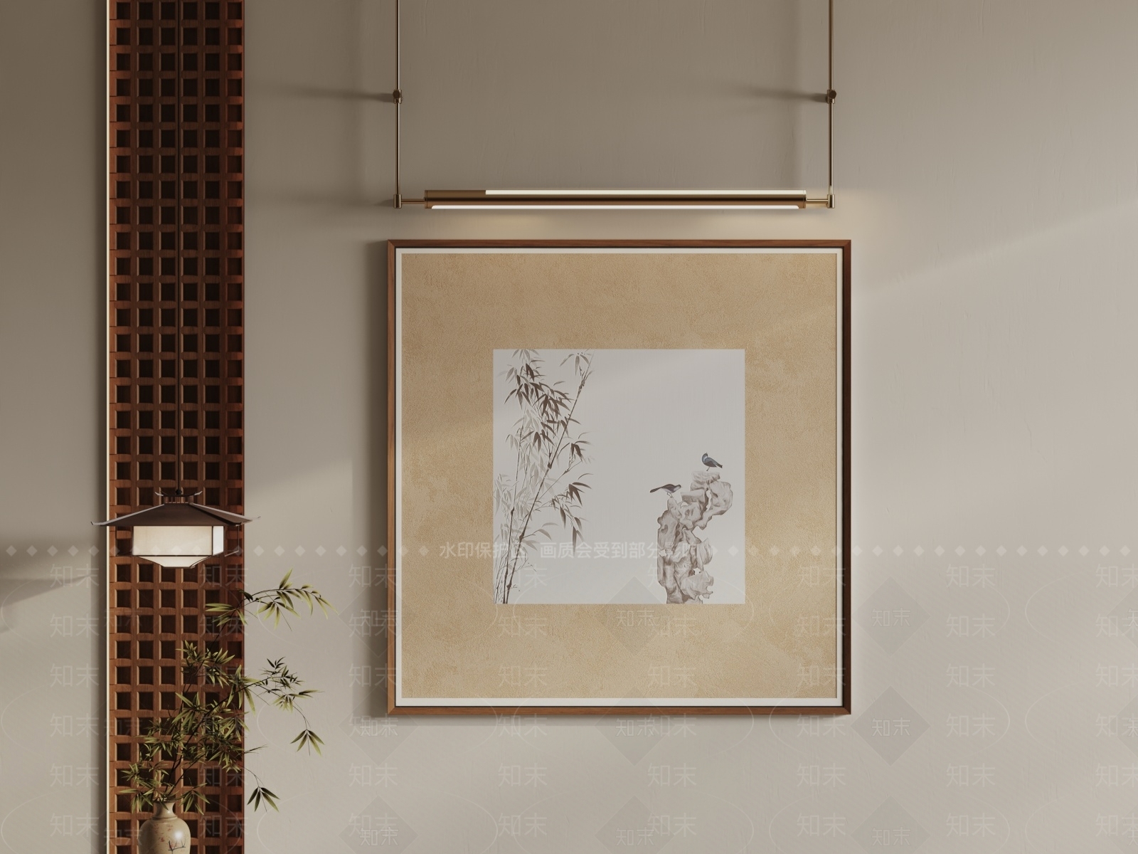 新中式宋式挂画3D模型下载【ID:1233323952】