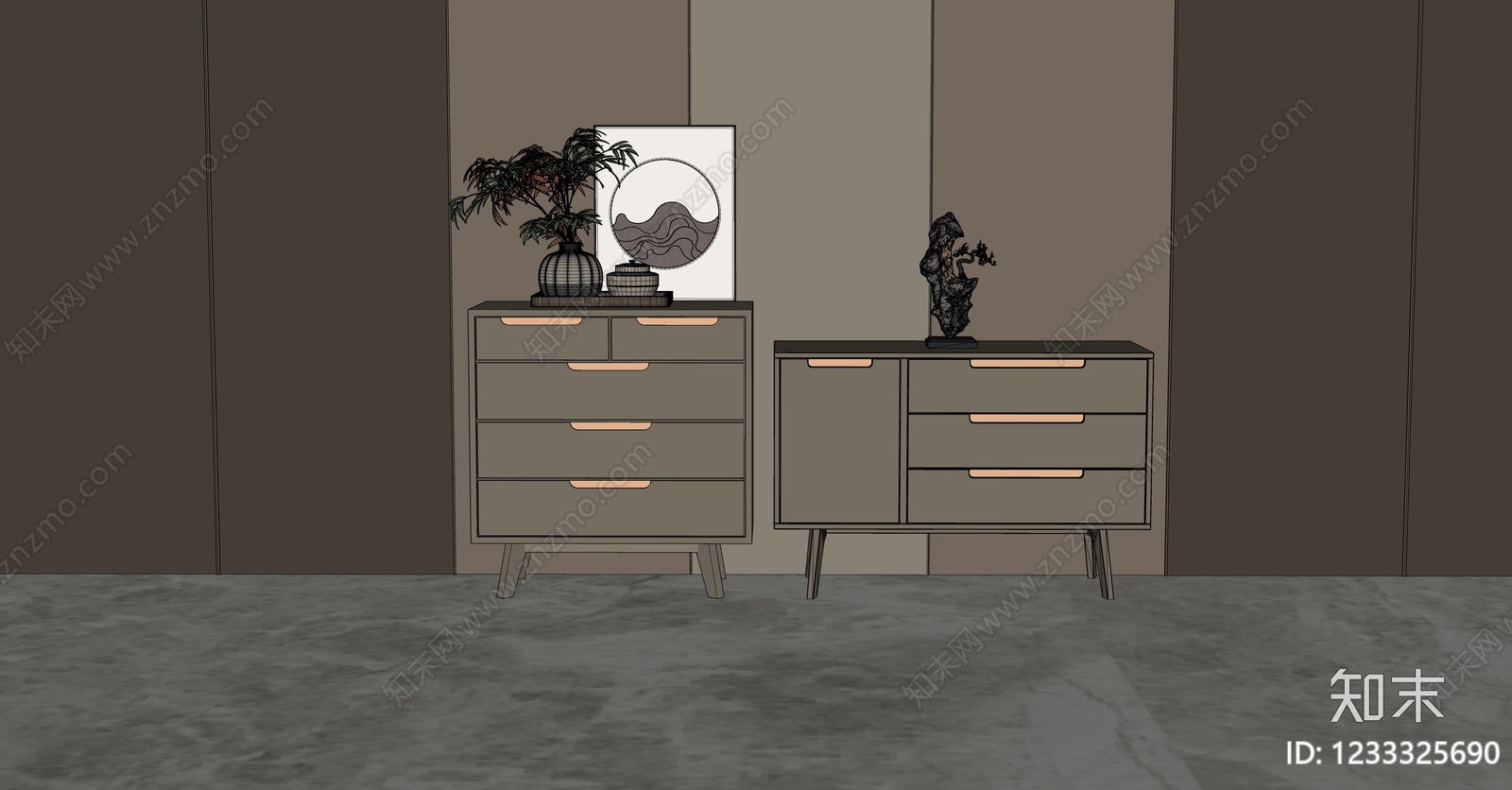 现代简约斗柜SU模型下载【ID:1233325690】