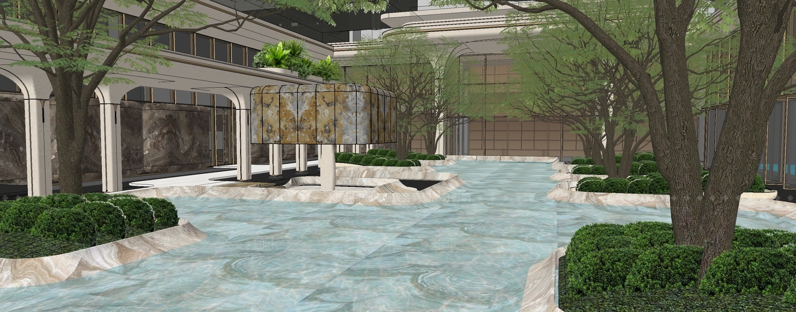 现代商业综合体景观SU模型下载【ID:1233337616】