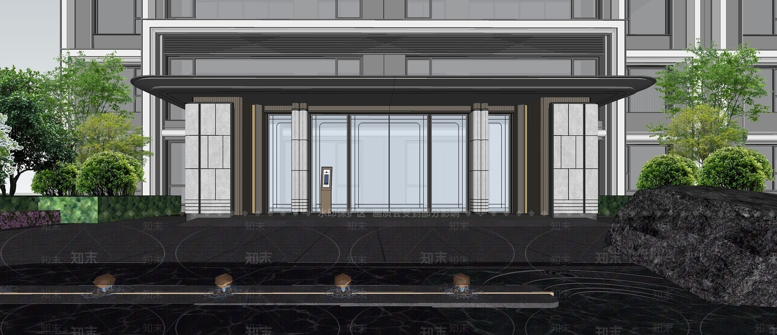 现代主义高层住宅SU模型下载【ID:1233339756】