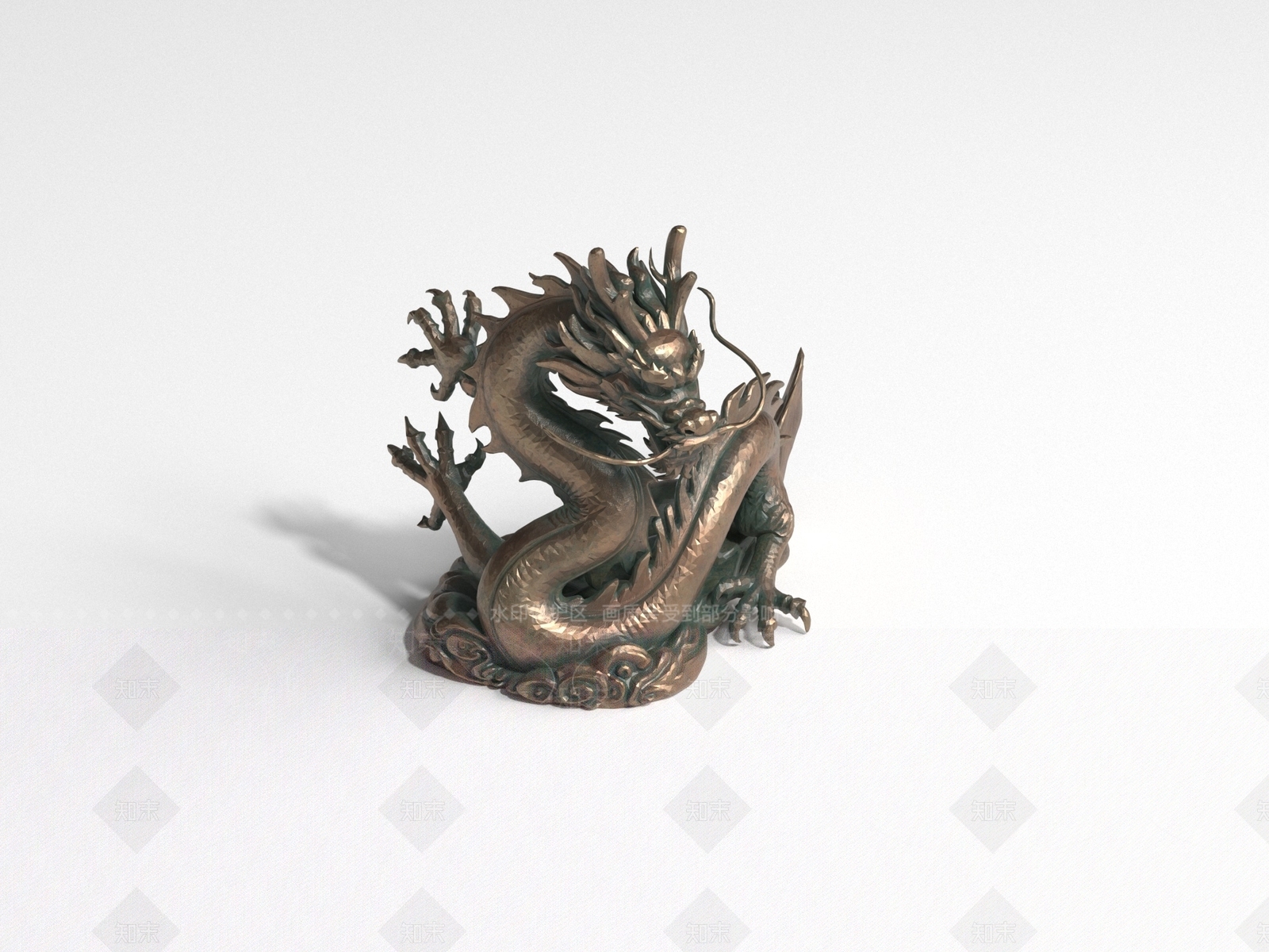 中式景观雕塑3D模型渲染效果图