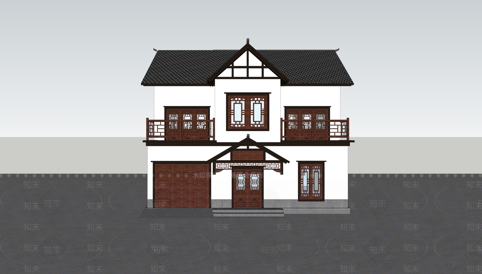 中式乡村民房SU模型下载【ID:1233341566】