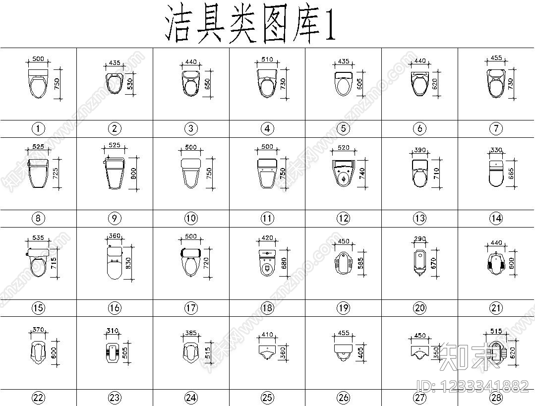 家具图库cad施工图下载【ID:1233341882】