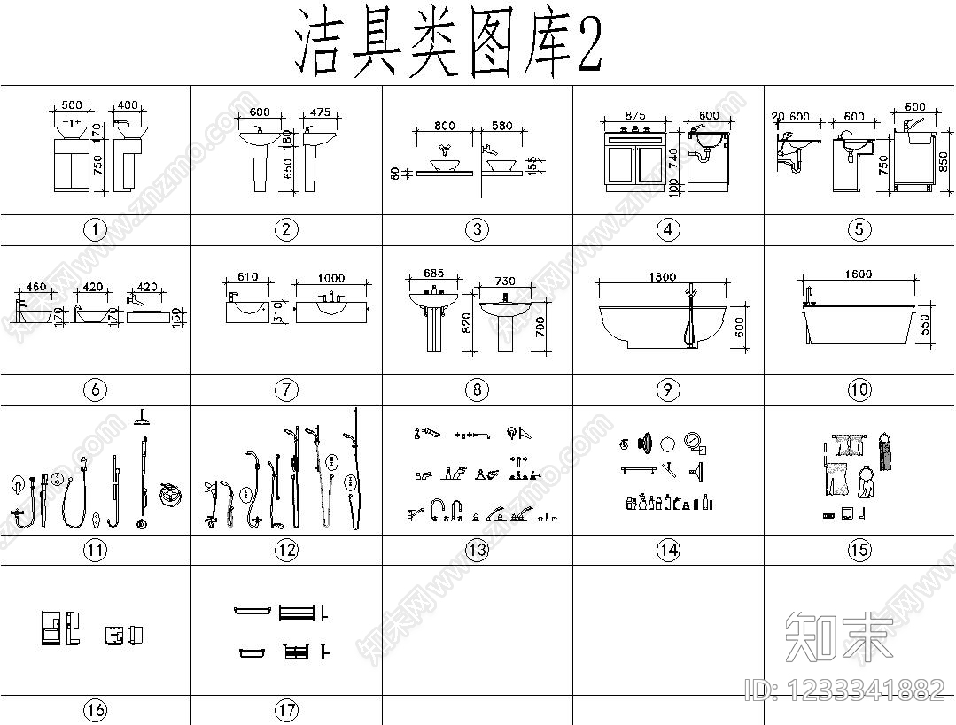 家具图库cad施工图下载【ID:1233341882】