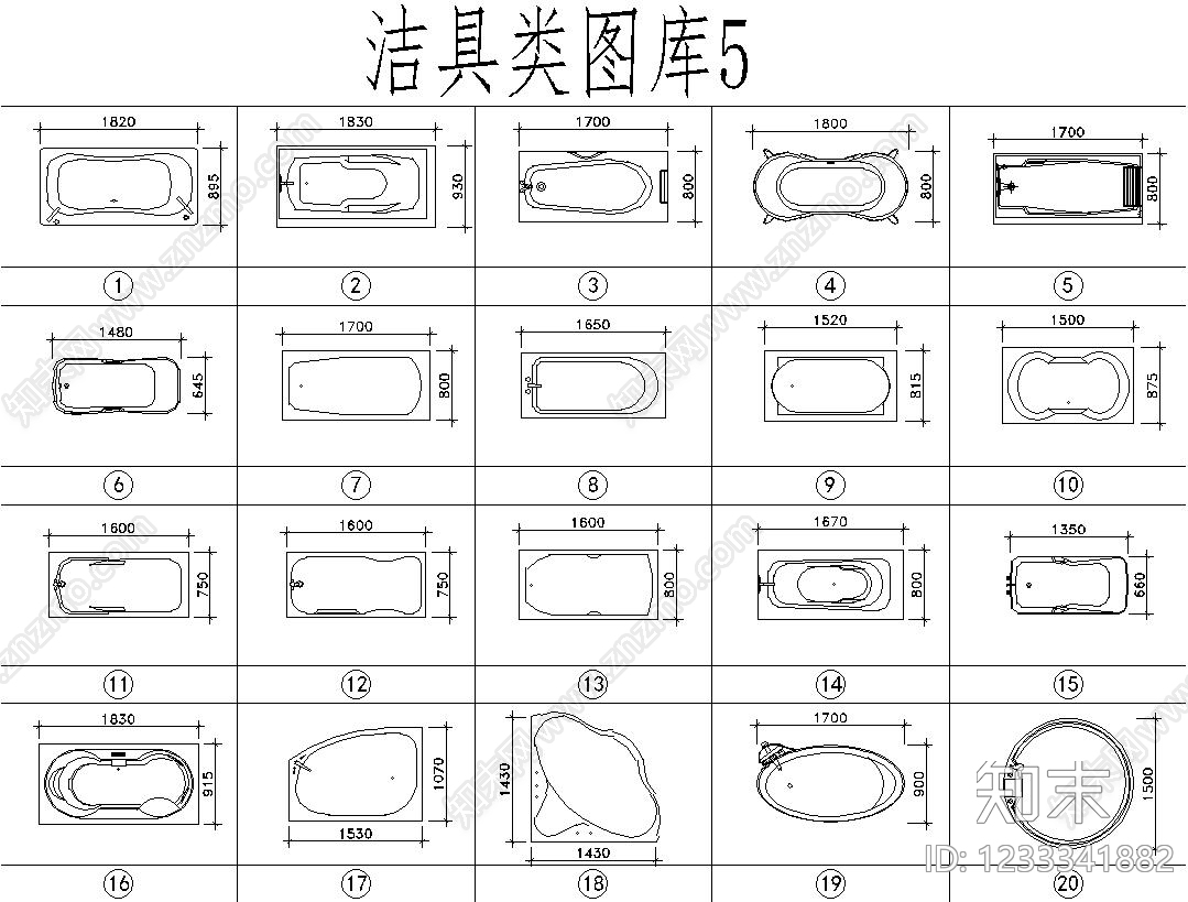 家具图库cad施工图下载【ID:1233341882】