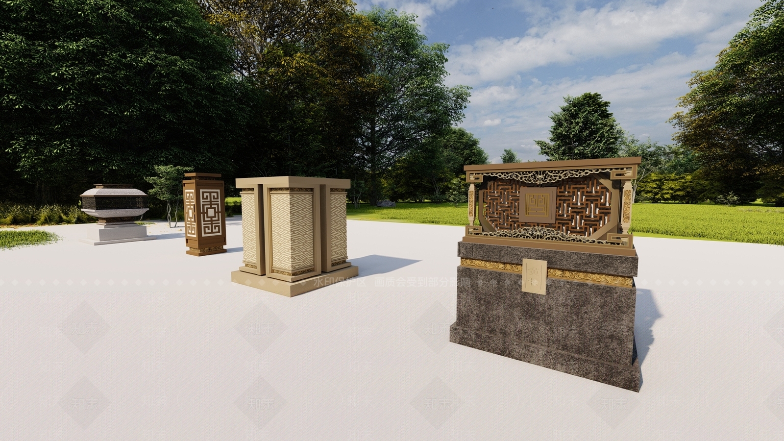 新中式景观景观灯SU模型下载【ID:1233342027】