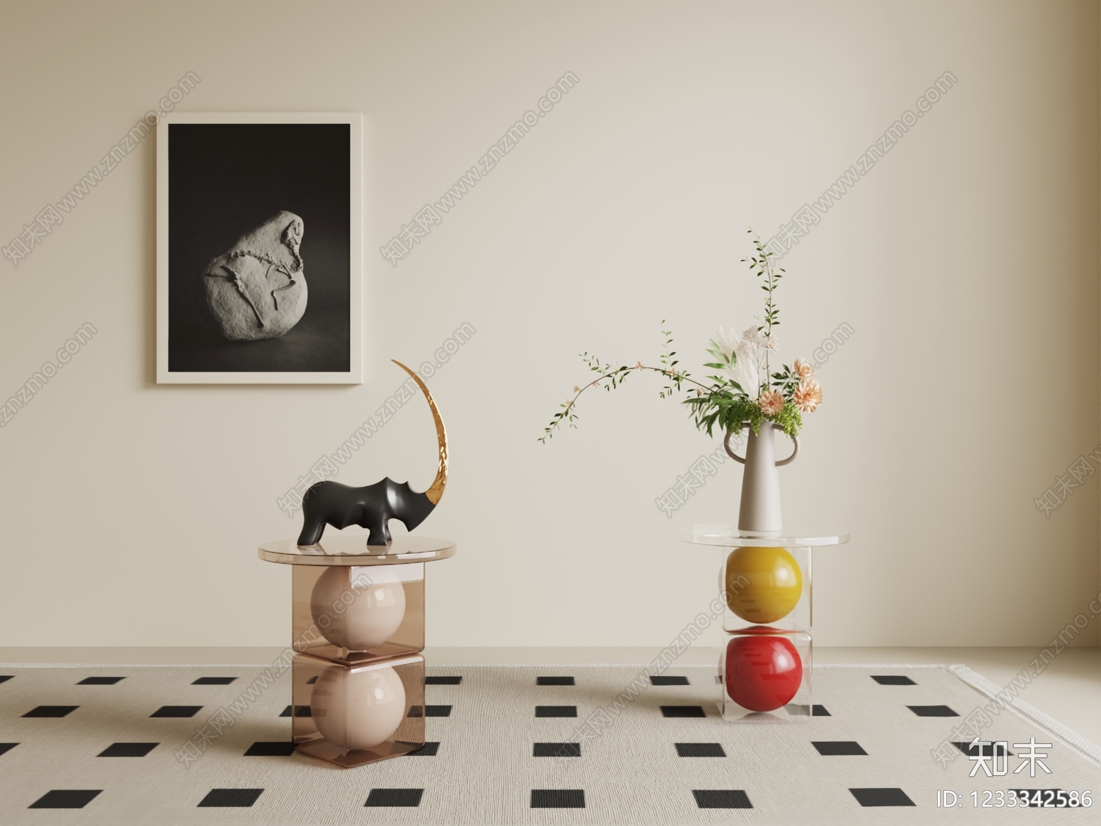 现代简约边几3D模型下载【ID:1233342586】