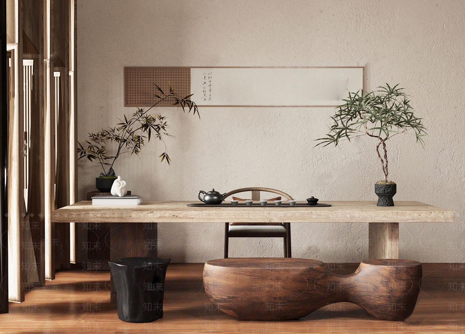 新中式茶室SU模型下载【ID:1233343471】