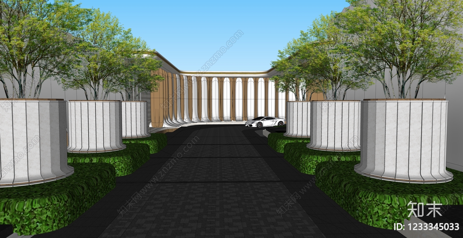 现代主义景墙SU模型下载【ID:1233345033】