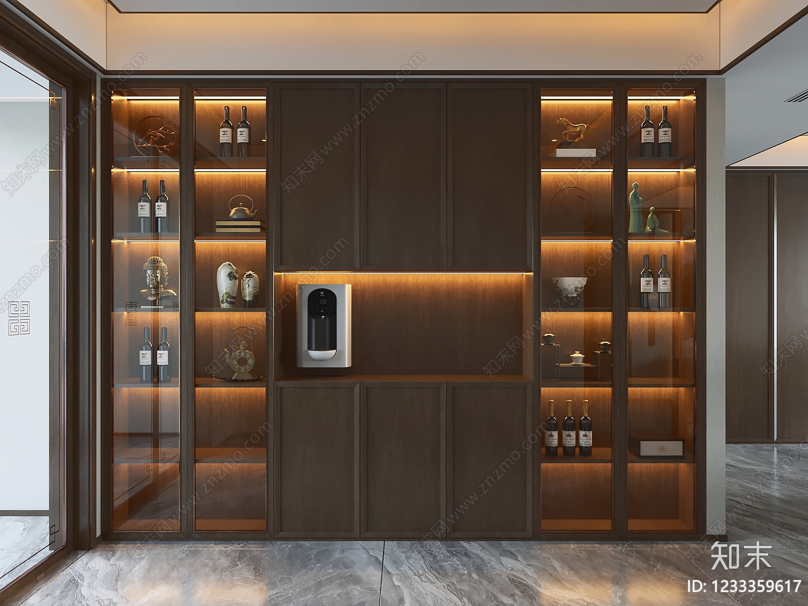 新中式酒柜3D模型下载【ID:1233359617】