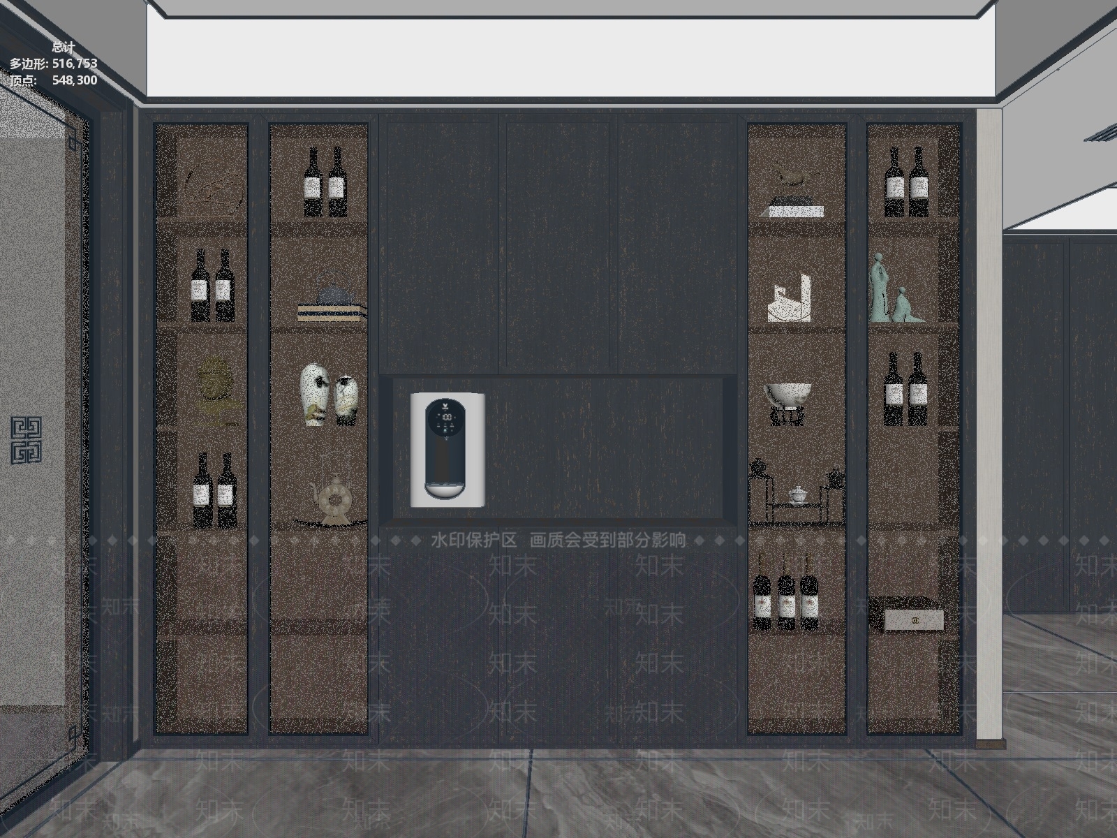 新中式酒柜3D模型下载【ID:1233359617】