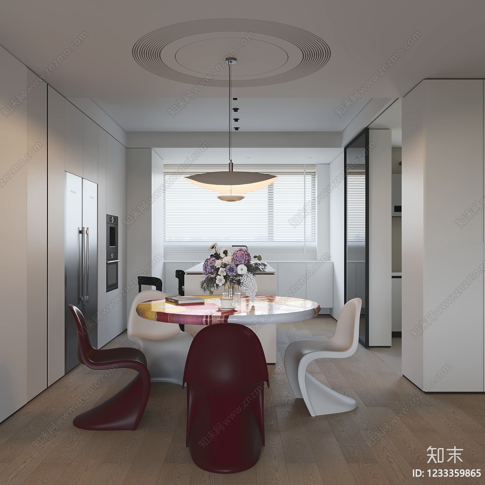 现代简约家居餐厅SU模型下载【ID:1233359865】
