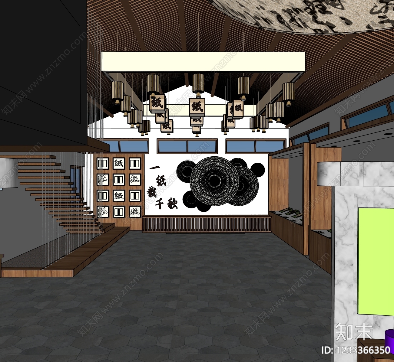 新中式非遗展厅SU模型下载【ID:1233366350】