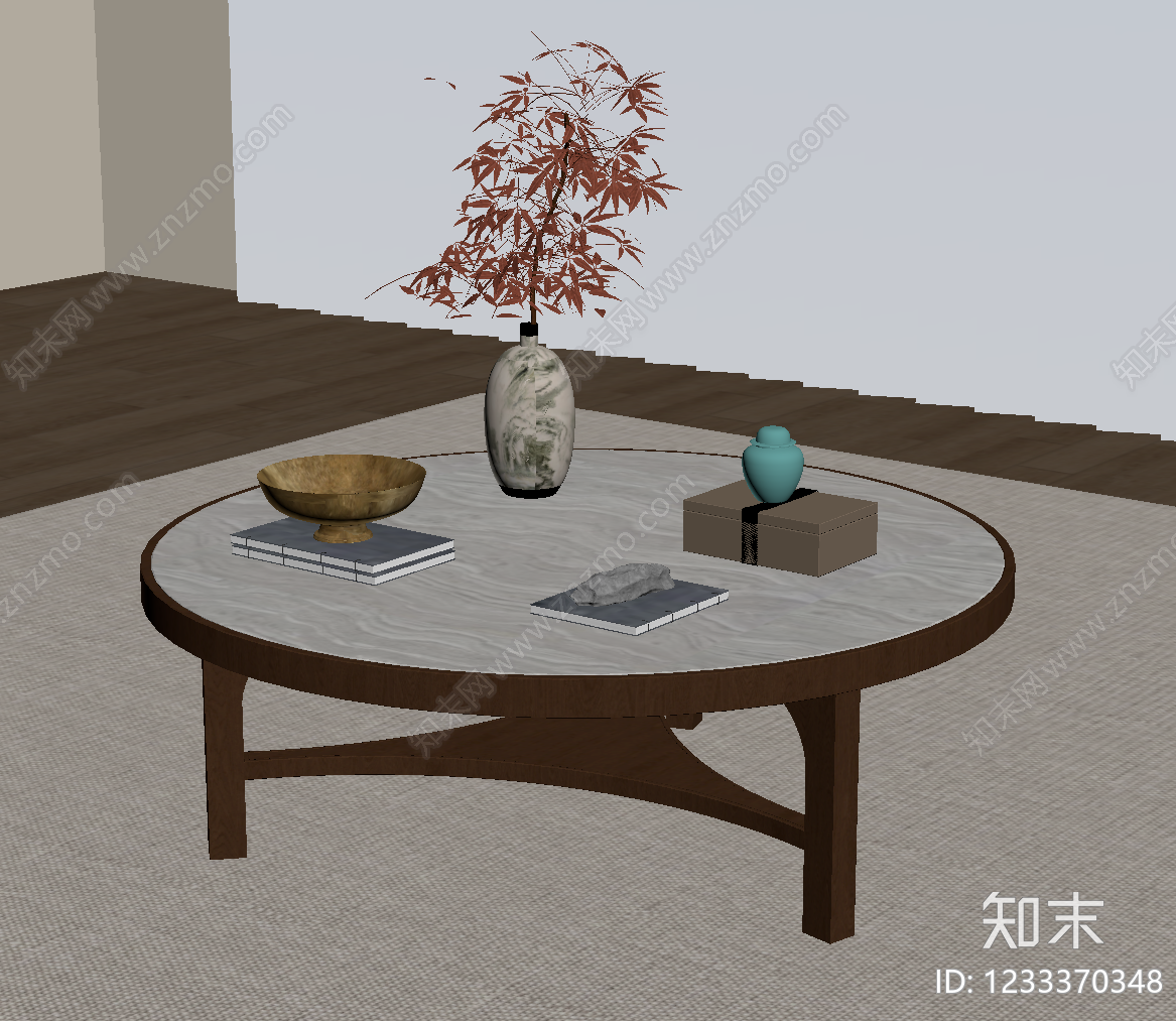 新中式茶几SU模型下载【ID:1233370348】