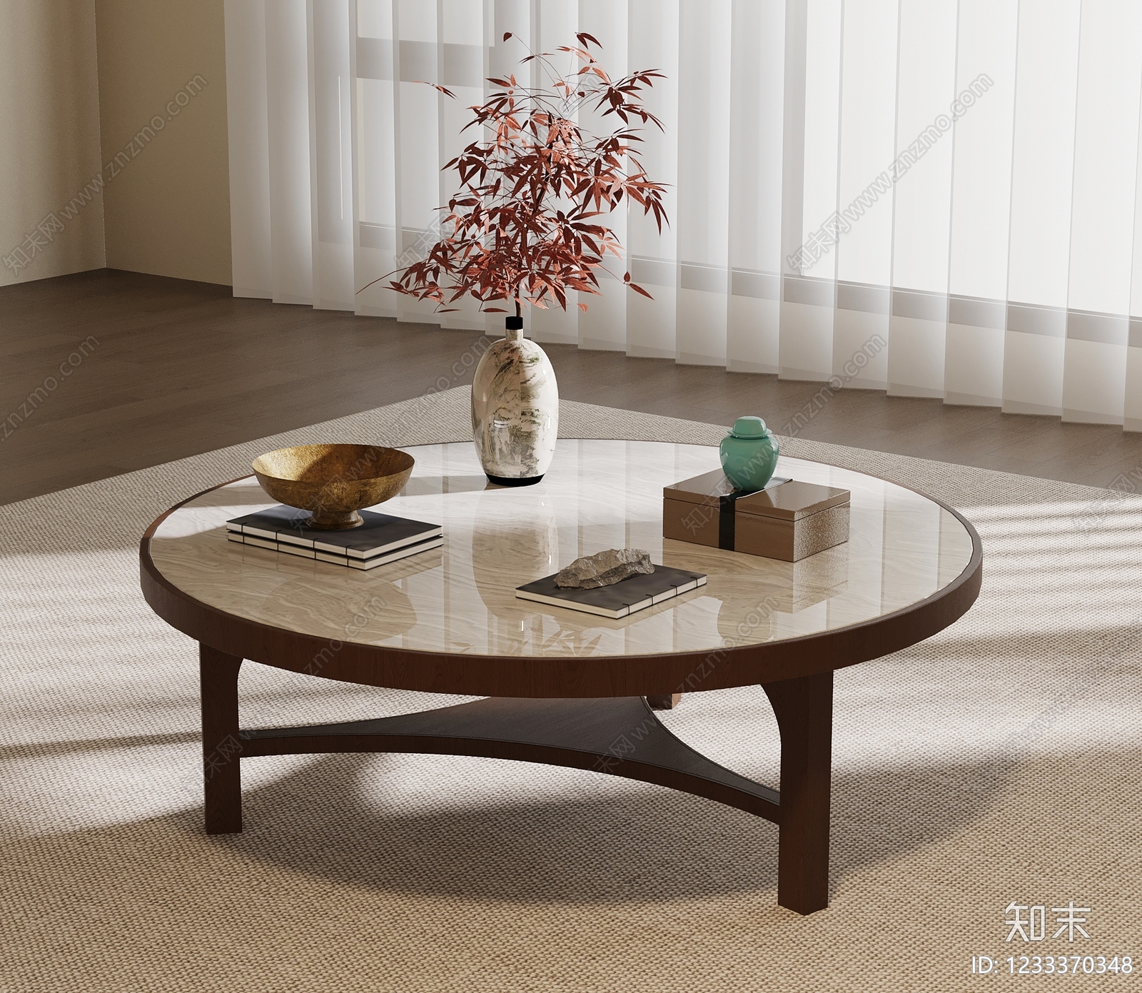 新中式茶几SU模型下载【ID:1233370348】