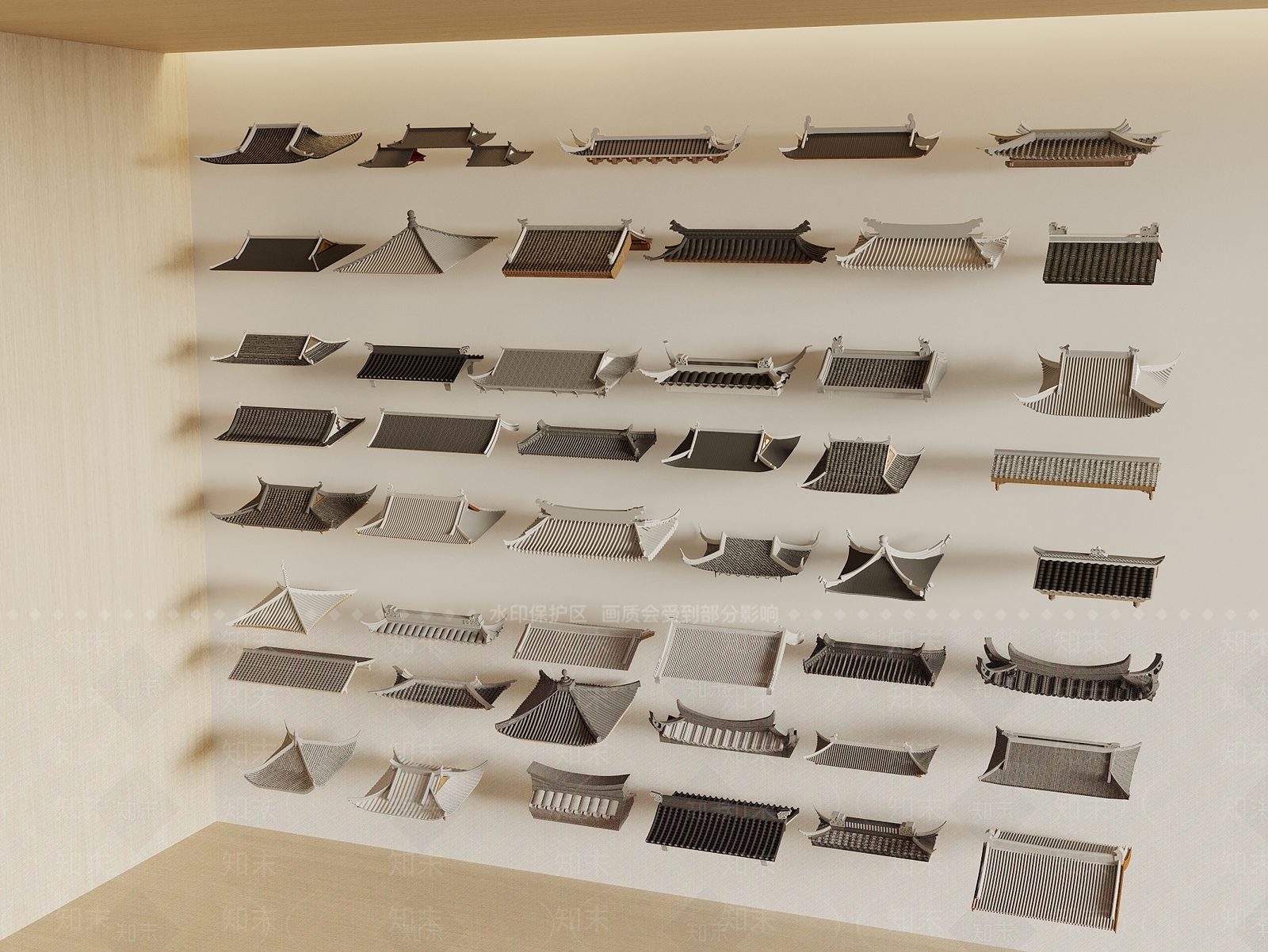 中式屋檐3D模型下载【ID:1233371415】