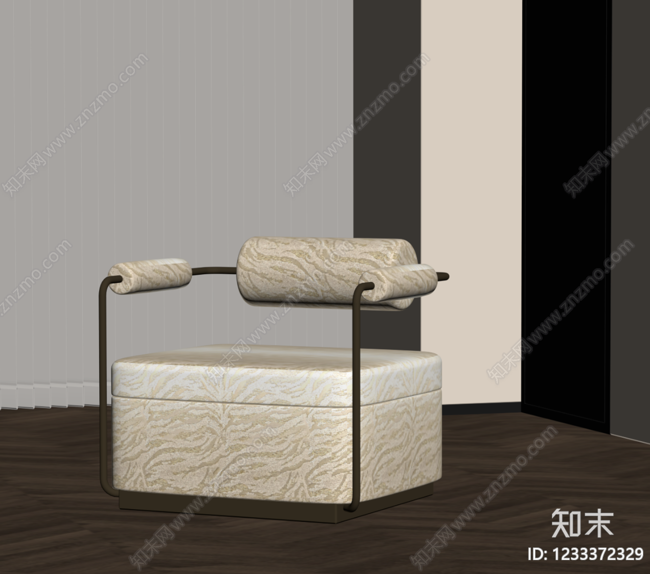 轻奢单人沙发SU模型下载【ID:1233372329】